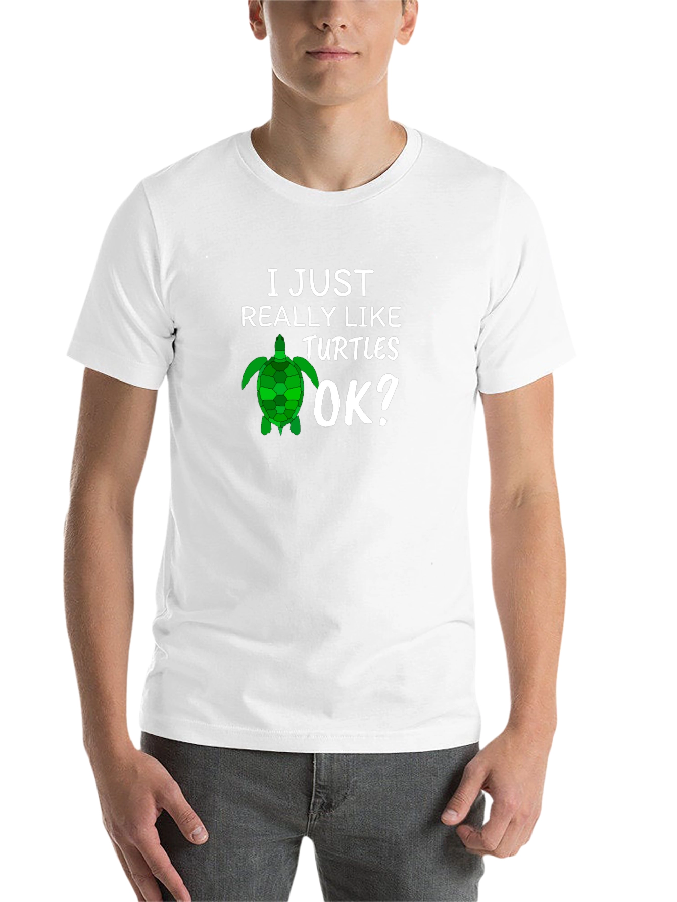 Black I Just Really Like Turtles OK? T-Shirt view 14