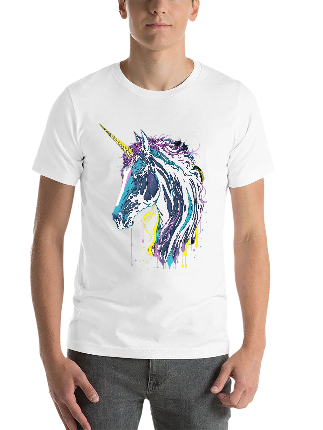 Black Unicorn Graphic Tee - Black Cotton Casual Shirt view 14