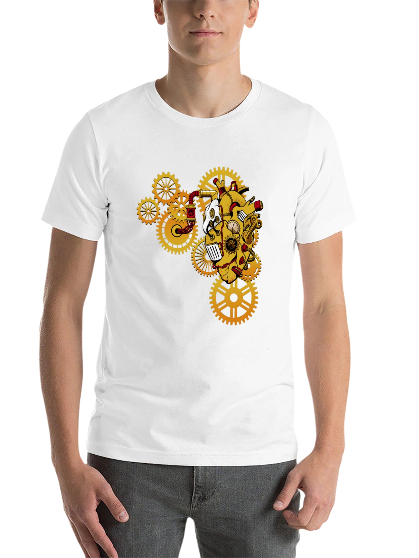 Black Steampunk Heart Gear T-Shirt view 14