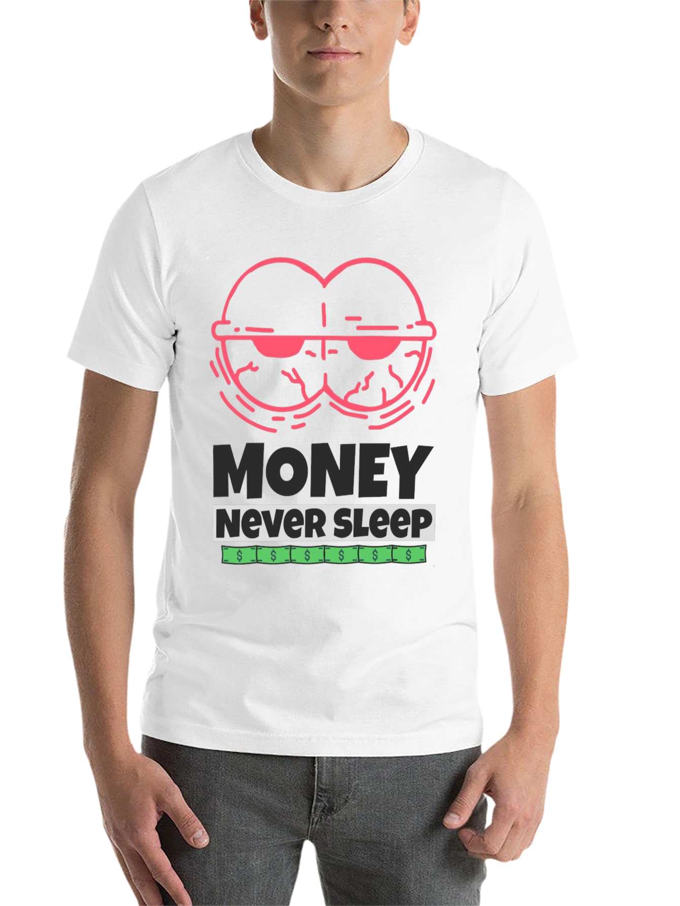 Black Money Never Sleep Graphic T-Shirt view 14