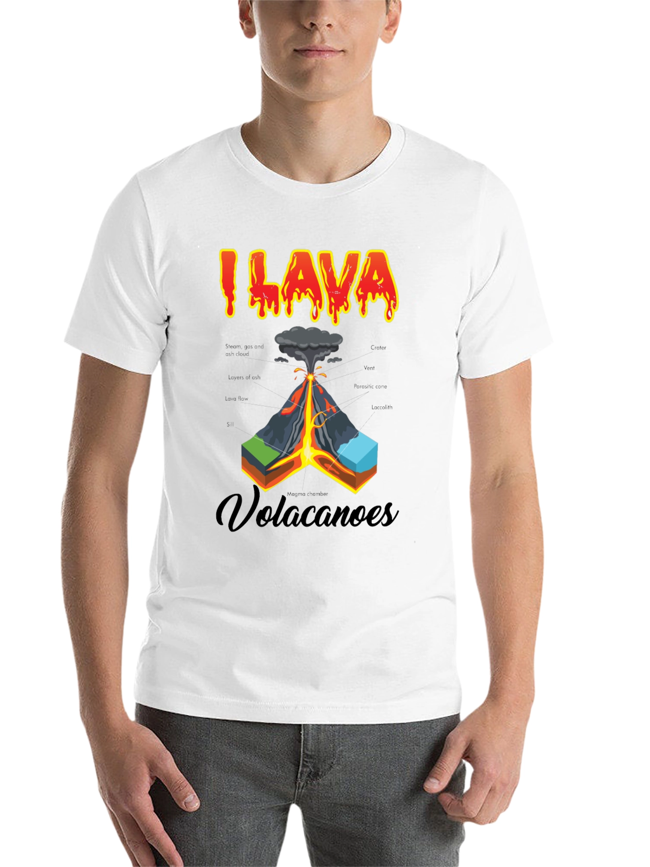 Black I Lava Volcanoes T-Shirt - Funny Graphic Tee view 14