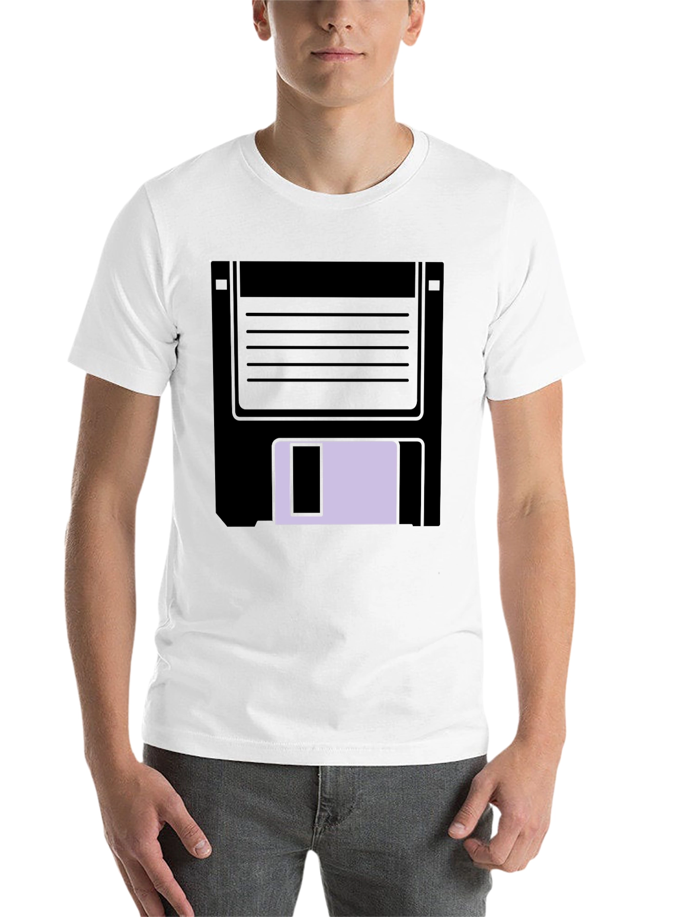 Black Retro Floppy Disk Graphic Tee - Black Casual T-Shirt view 14