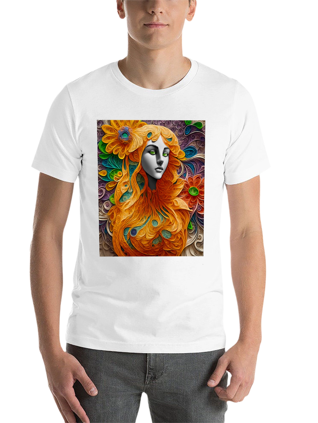 Black Abstract Floral Woman Graphic Tee - Artistic Style view 14