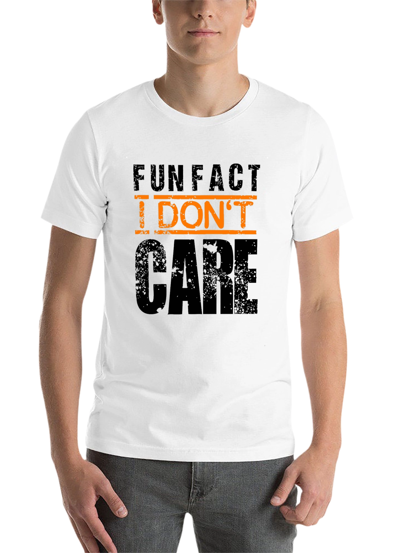 Black Fun Fact I Don't Care Graphic Tee - Black Casual T-Shirt view 14