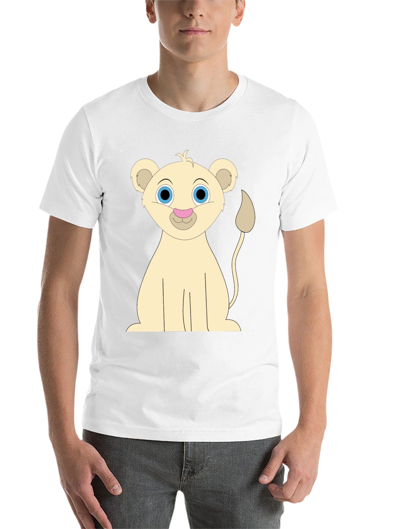 Black Cute Cartoon Lion Black T-Shirt view 14