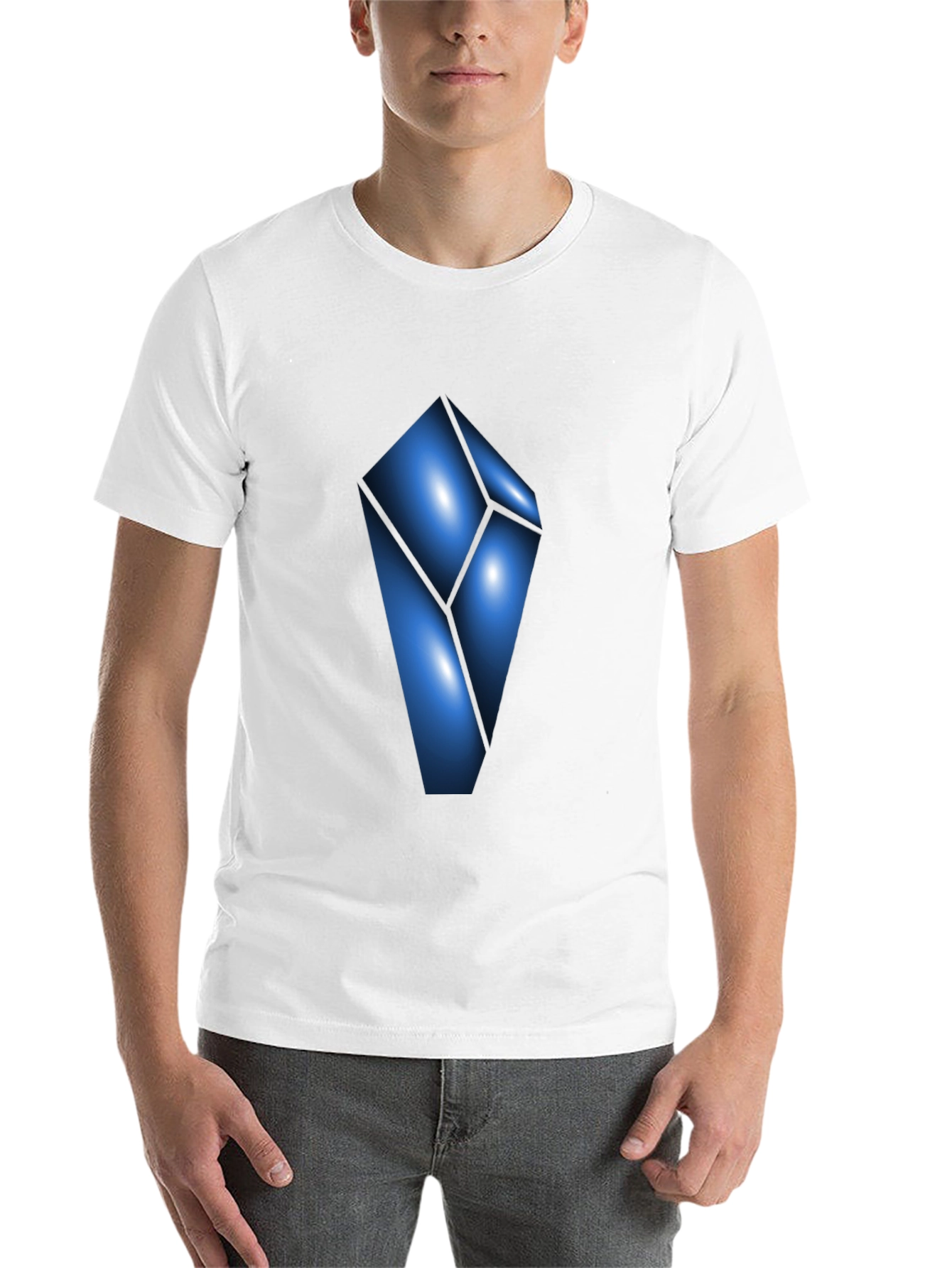 Black Abstract Blue Crystal Graphic T-Shirt - Modern Design view 14