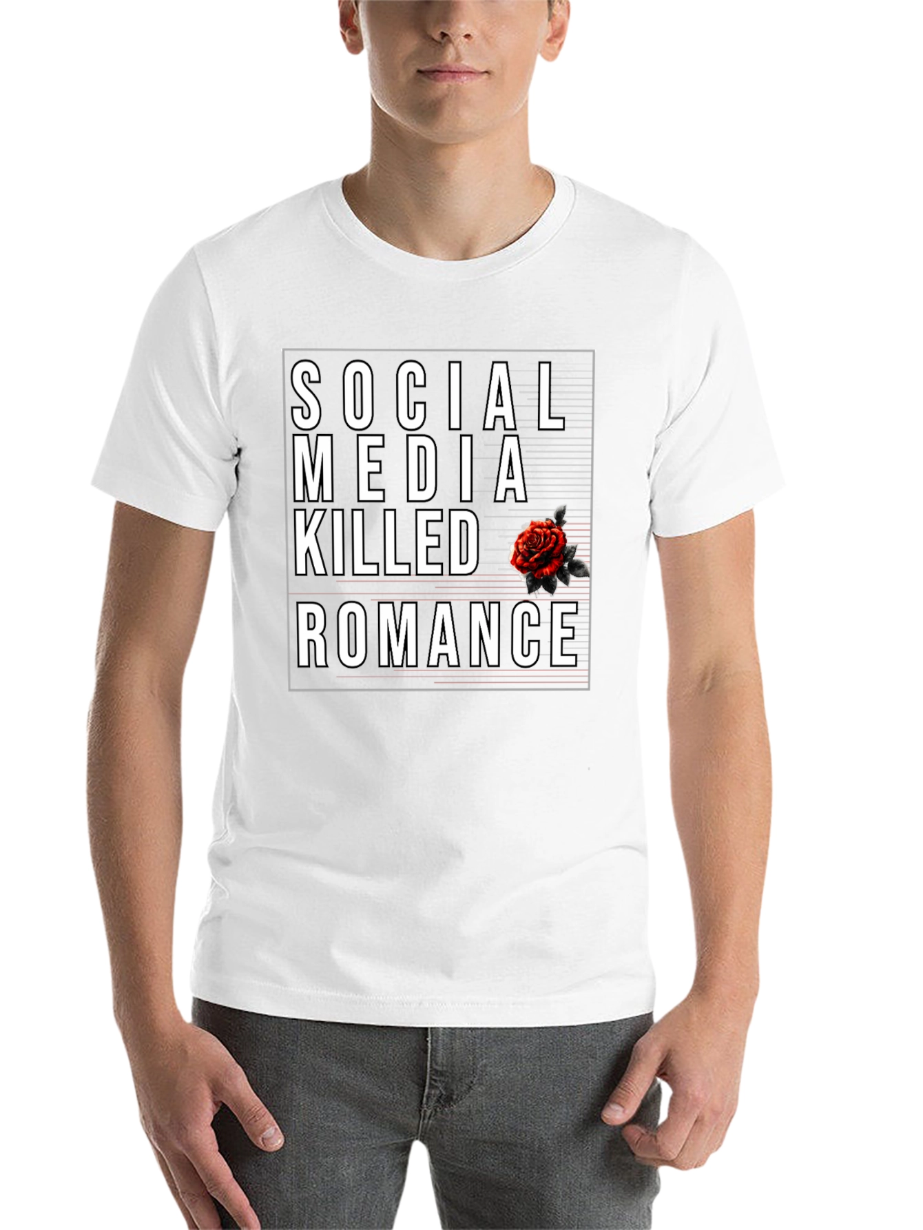 Black Social Media Killed Romance Black Graphic Tee view 14