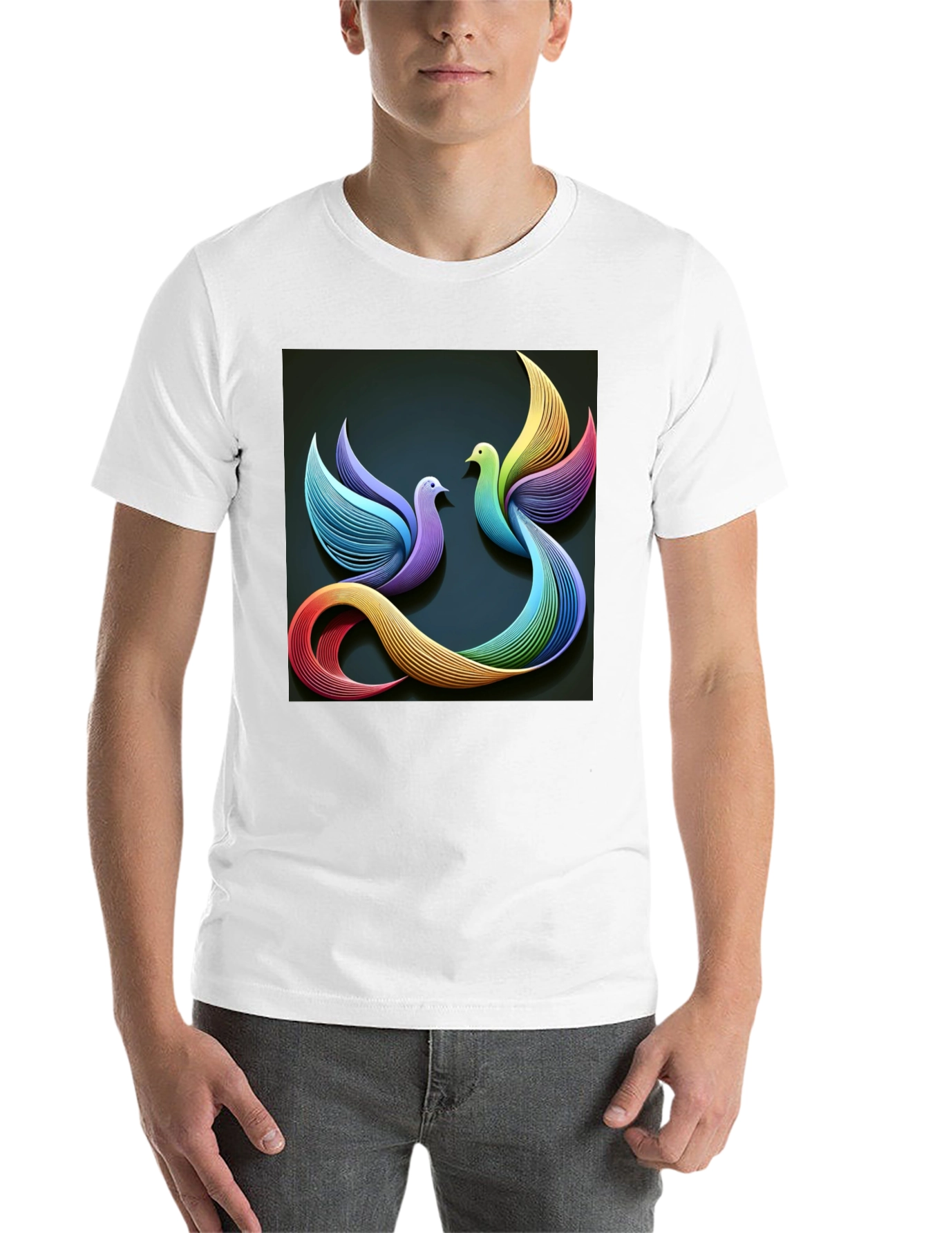 Black Rainbow Dove T-Shirt view 14