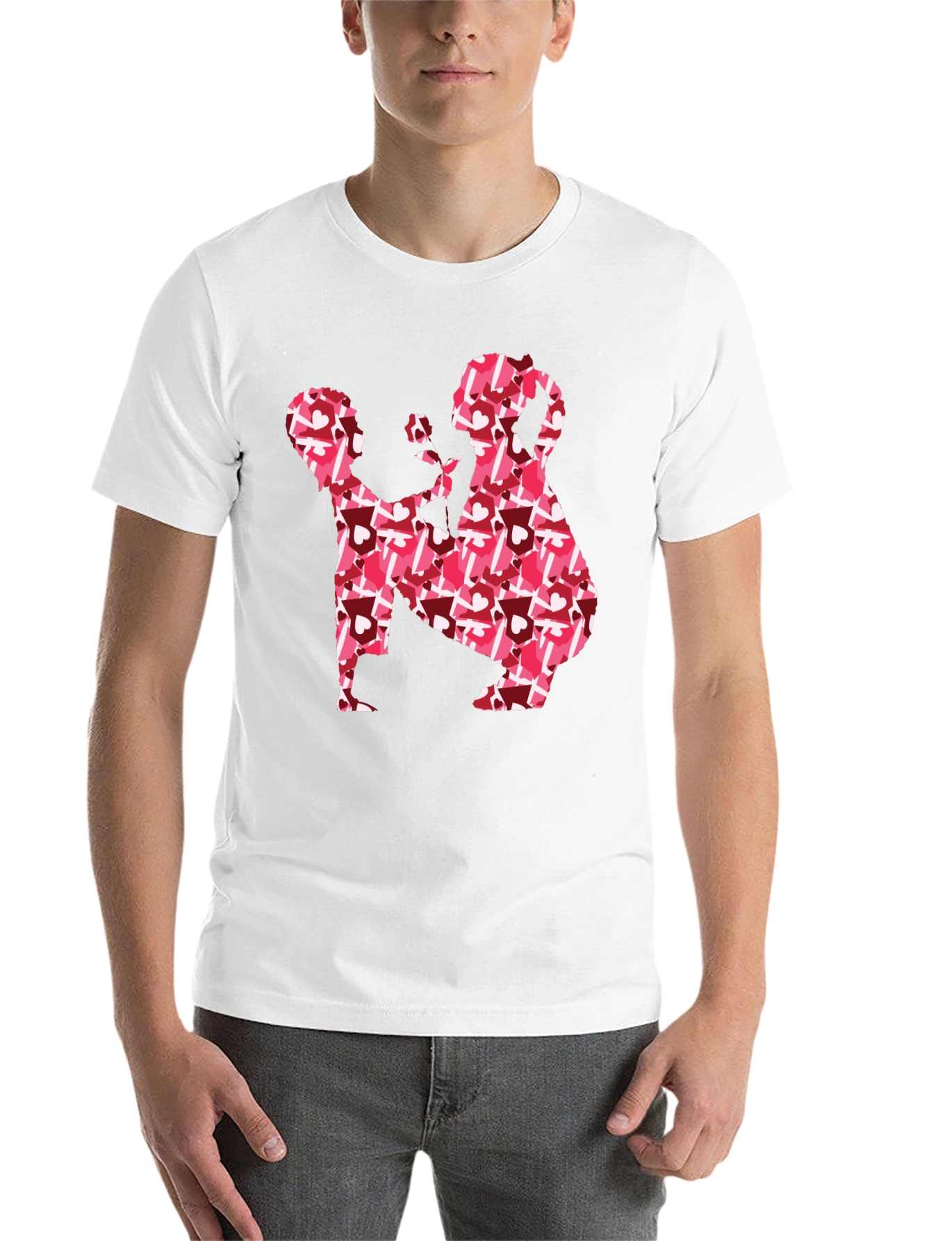 Black Romantic Heart Proposal Graphic Tee view 14