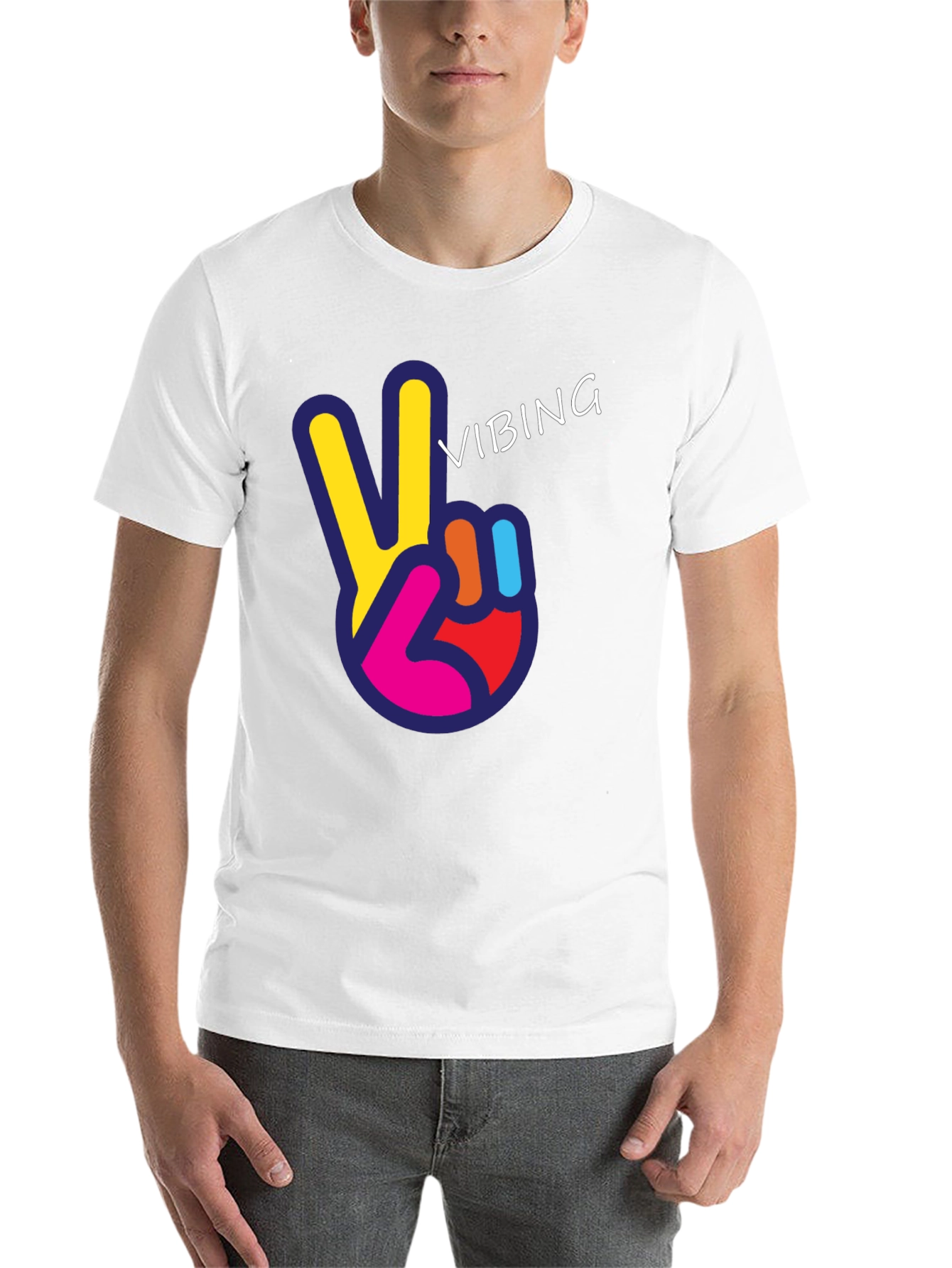 Black Vibing Peace Sign Graphic Tee view 14