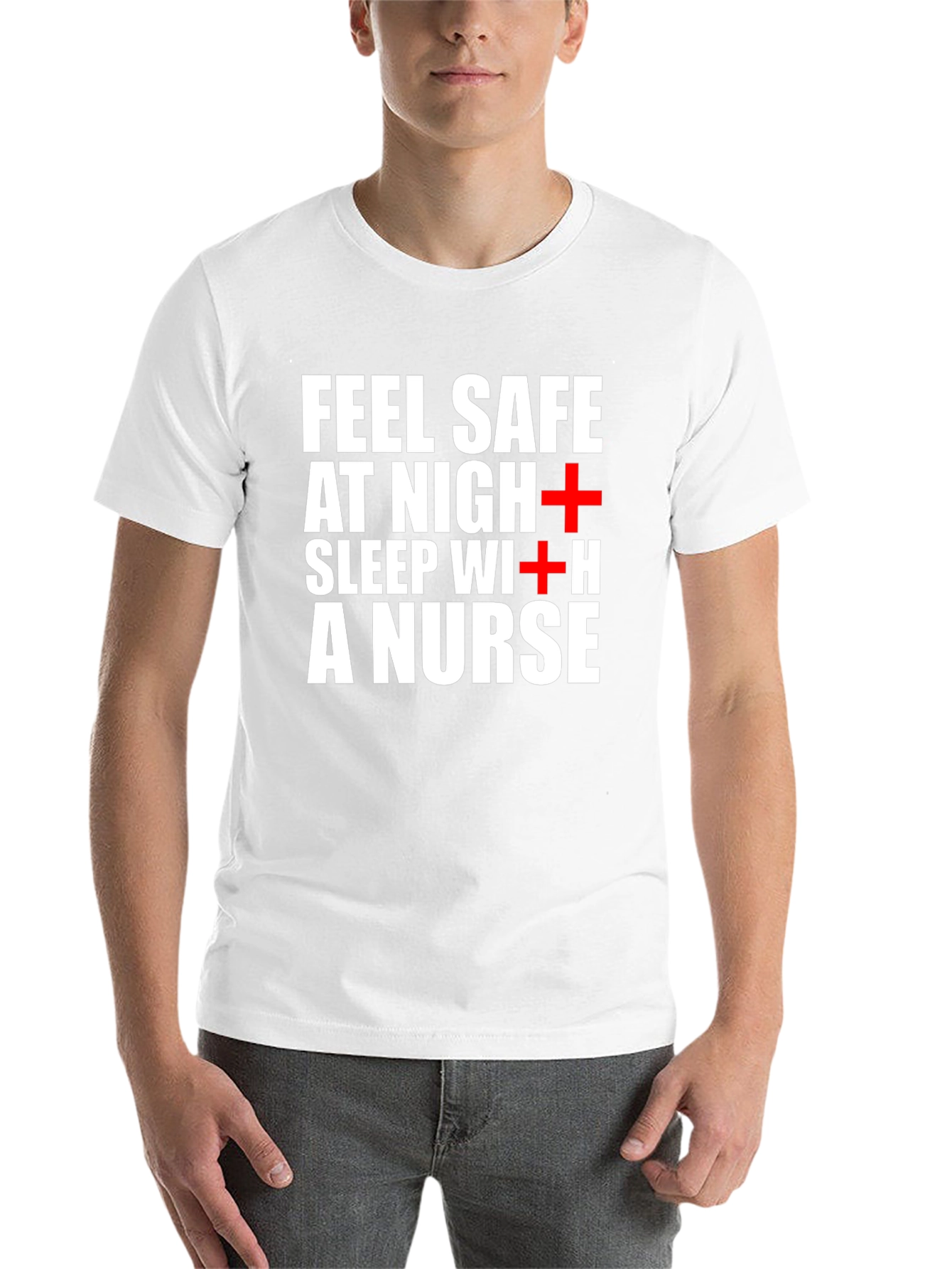 Black Feel Safe Sleep With a Nurse Black T-Shirt view 14
