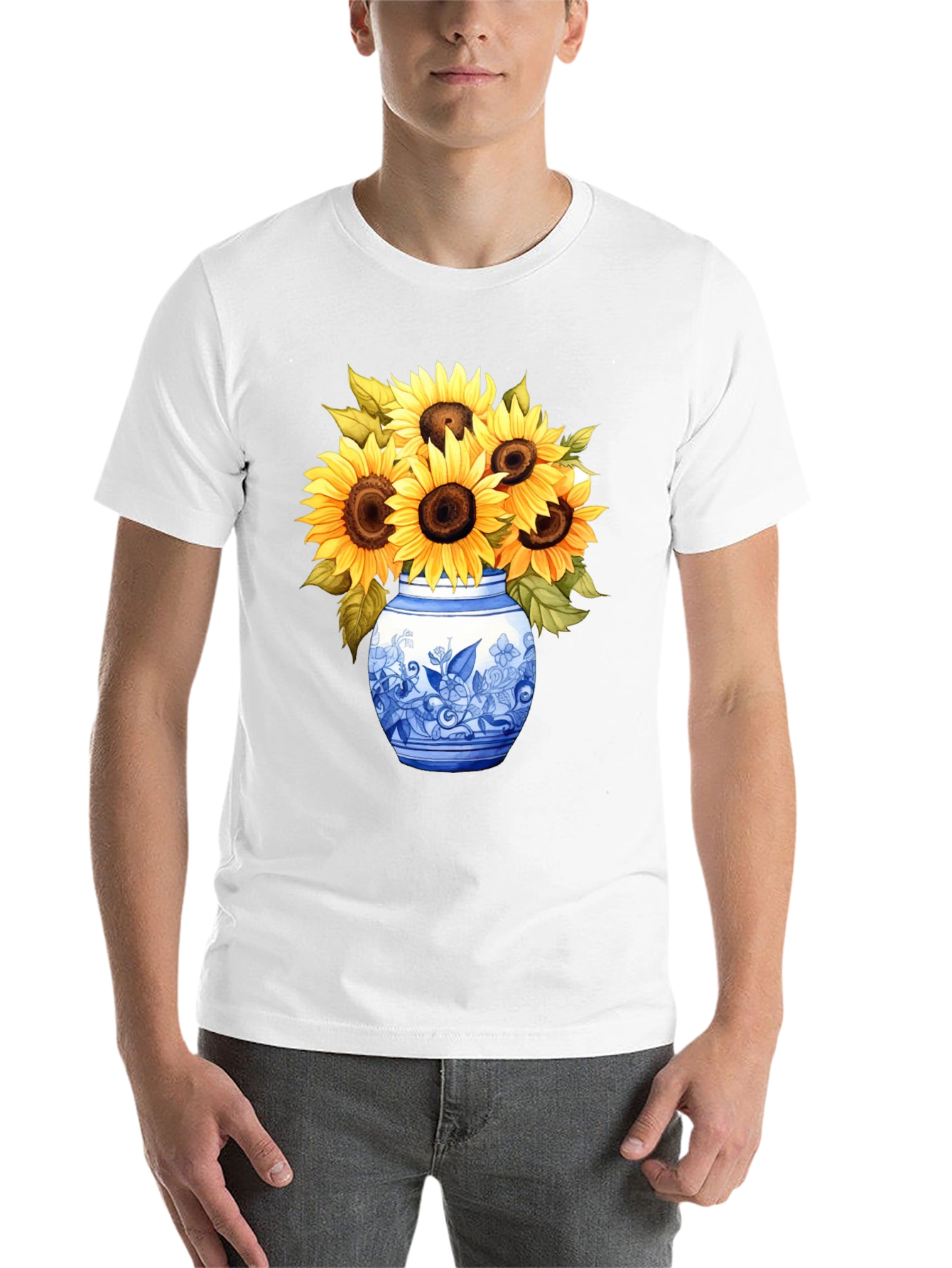 Black Sunflower Vase Graphic Tee - Stylish Unisex T-Shirt view 14