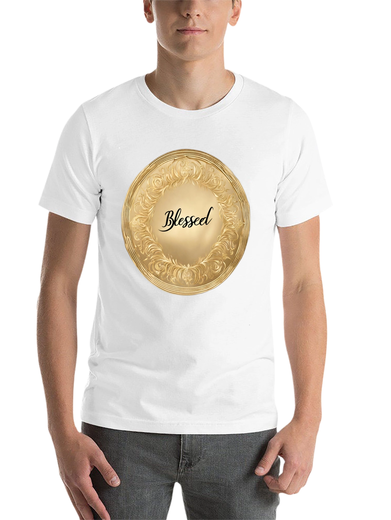 Black Blessed Gold Medallion Black T-Shirt view 14