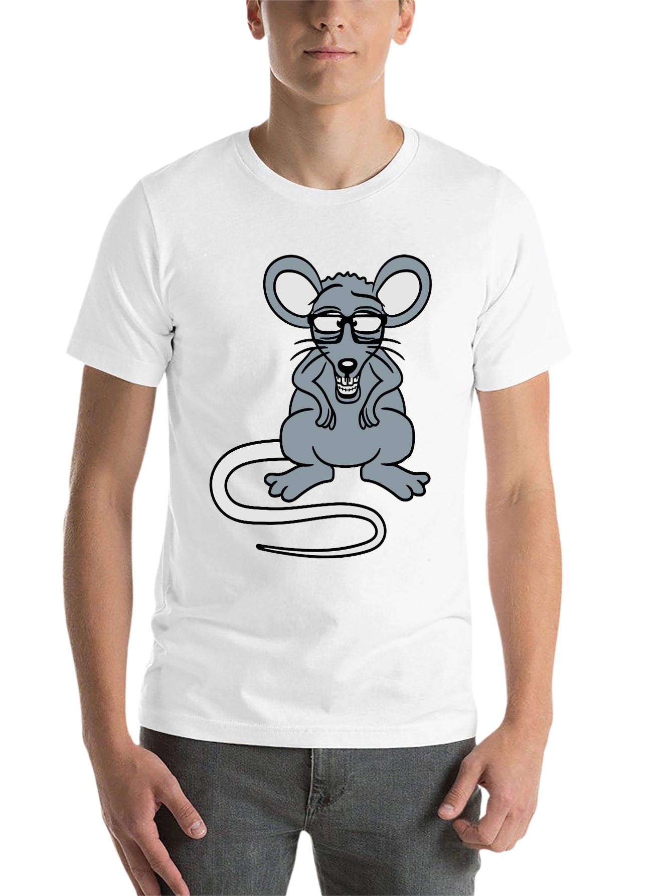 Black Funny Rat with Glasses Graphic Tee view 14