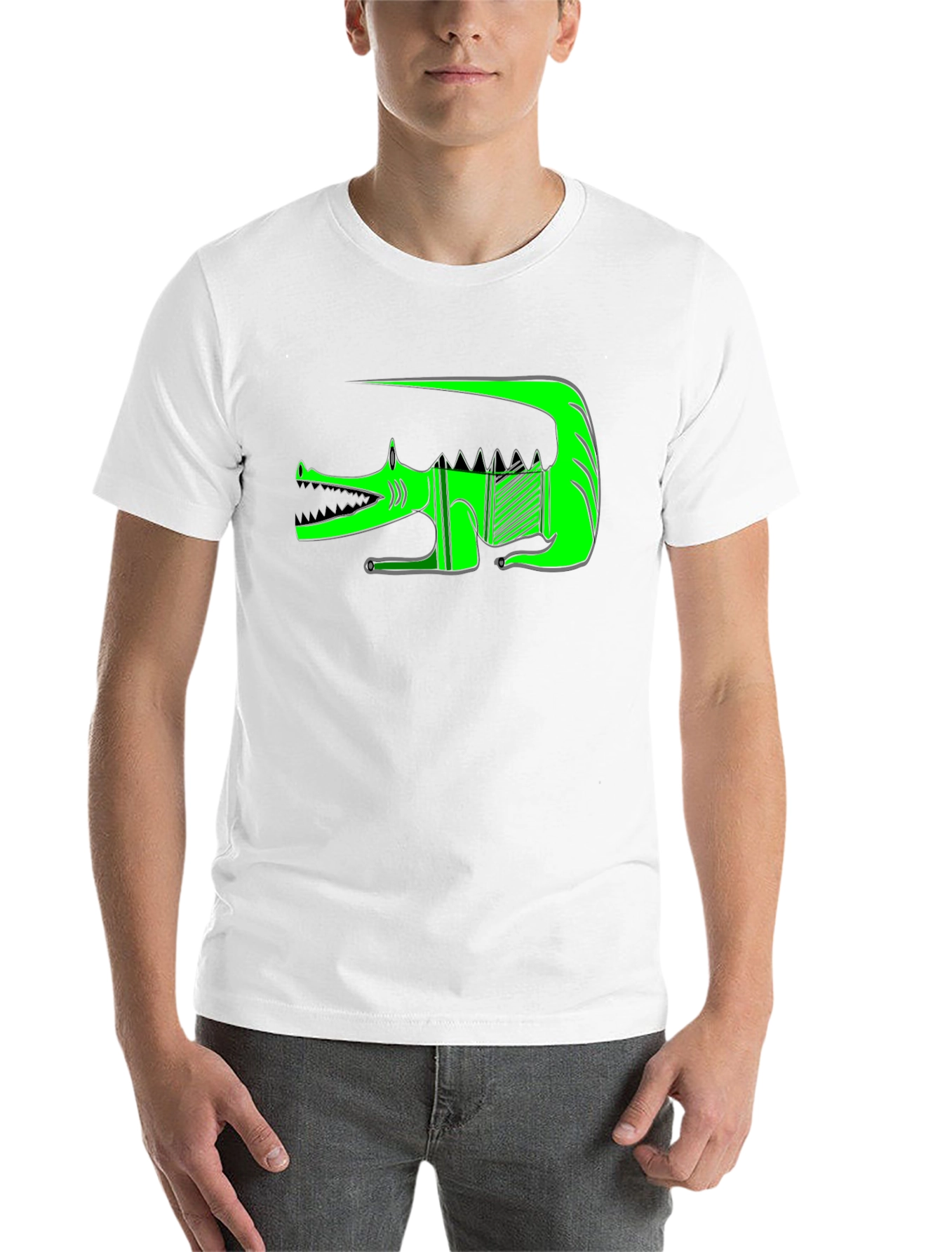 Black Graphic Print T-Shirt - Green Crocodile view 14