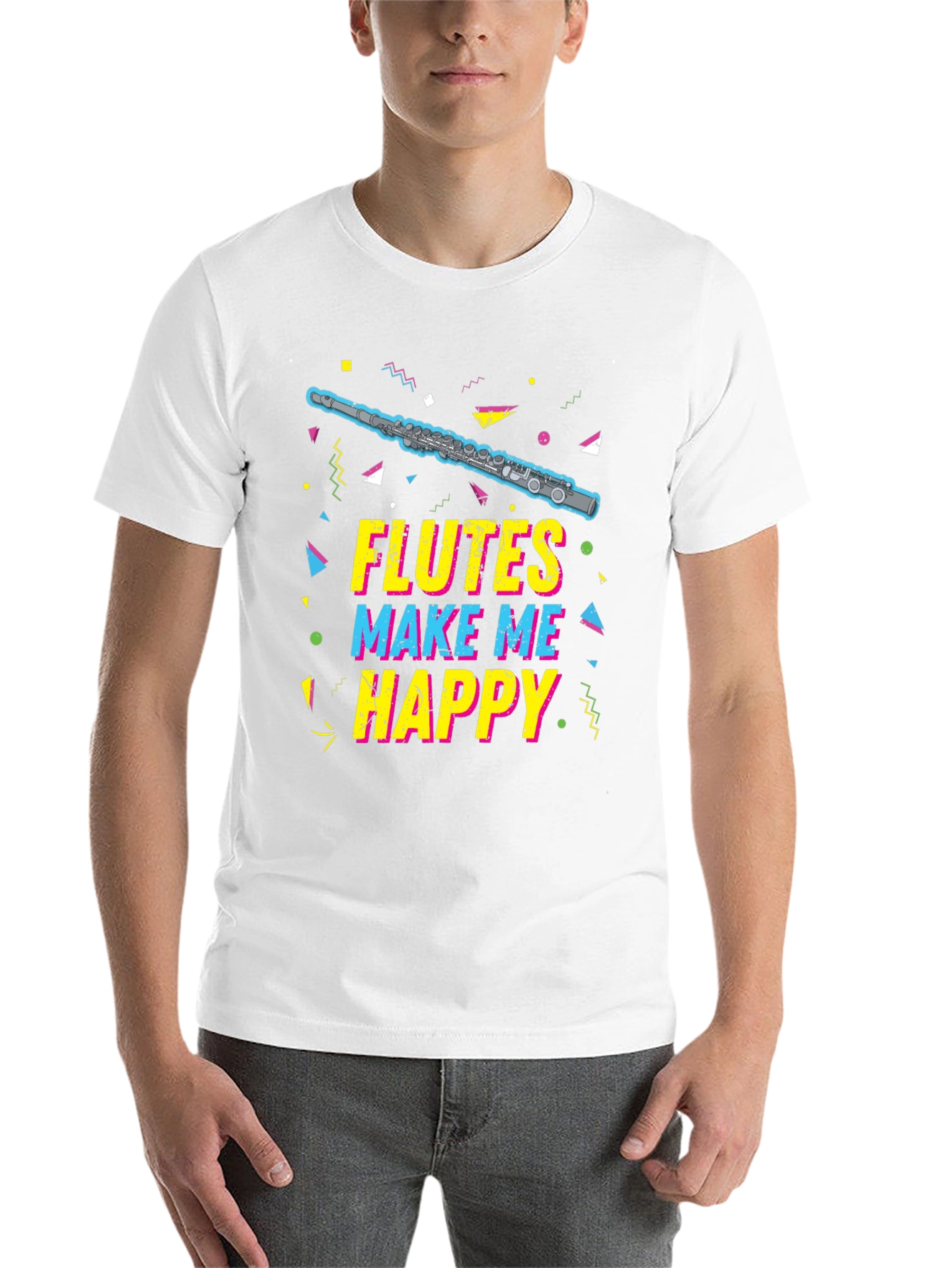 Black Flutes Make Me Happy T-Shirt - Music Lover Tee view 14