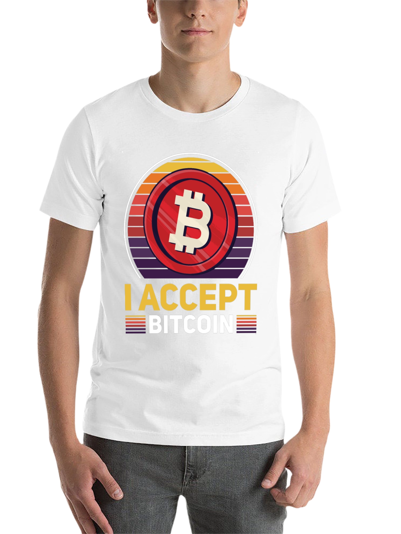 Black I Accept Bitcoin Retro T-Shirt view 14