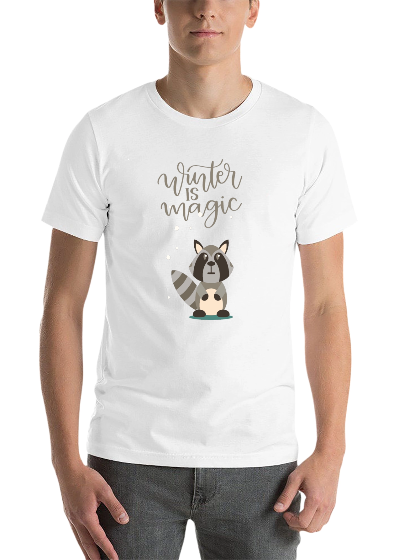 Black Winter Magic Raccoon Graphic Tee - Cozy Style view 14