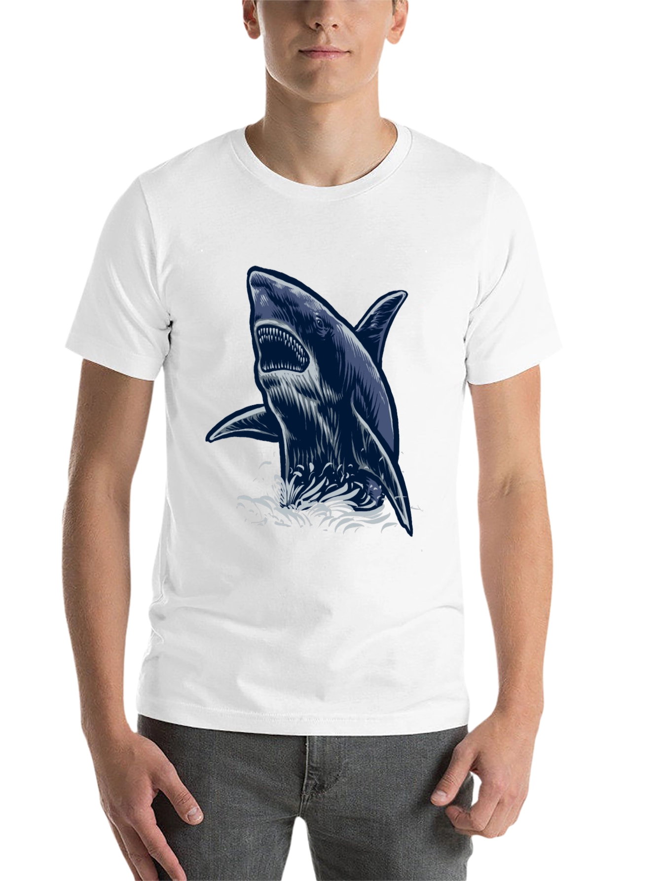Black Shark Graphic Print T-Shirt view 14