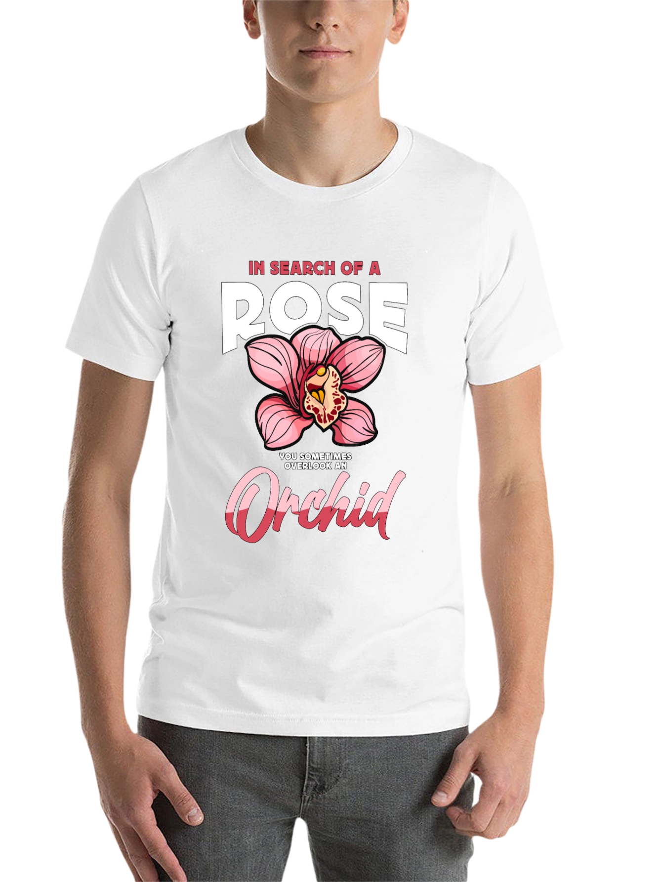 Black In Search of a Rose Orchid Graphic T-Shirt view 14