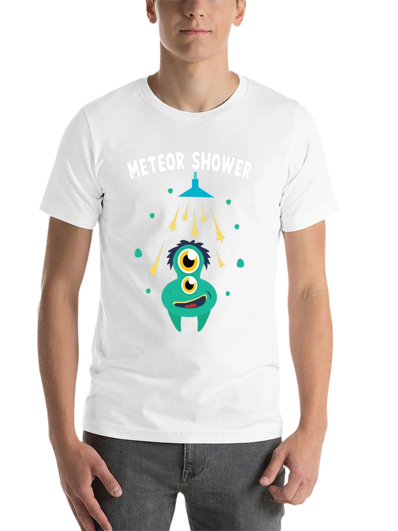 Black Meteor Shower T-Shirt - Funky Alien Graphic Tee view 14