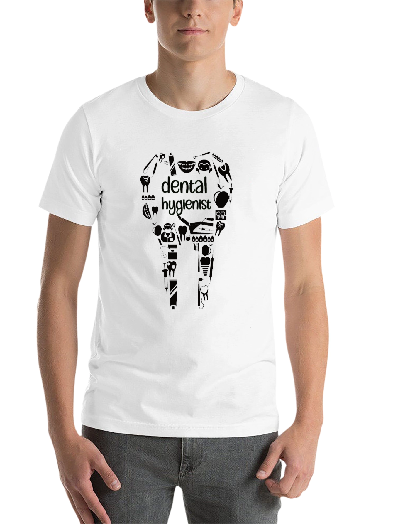 Black Dental Hygienist Graphic T-Shirt - Black view 14