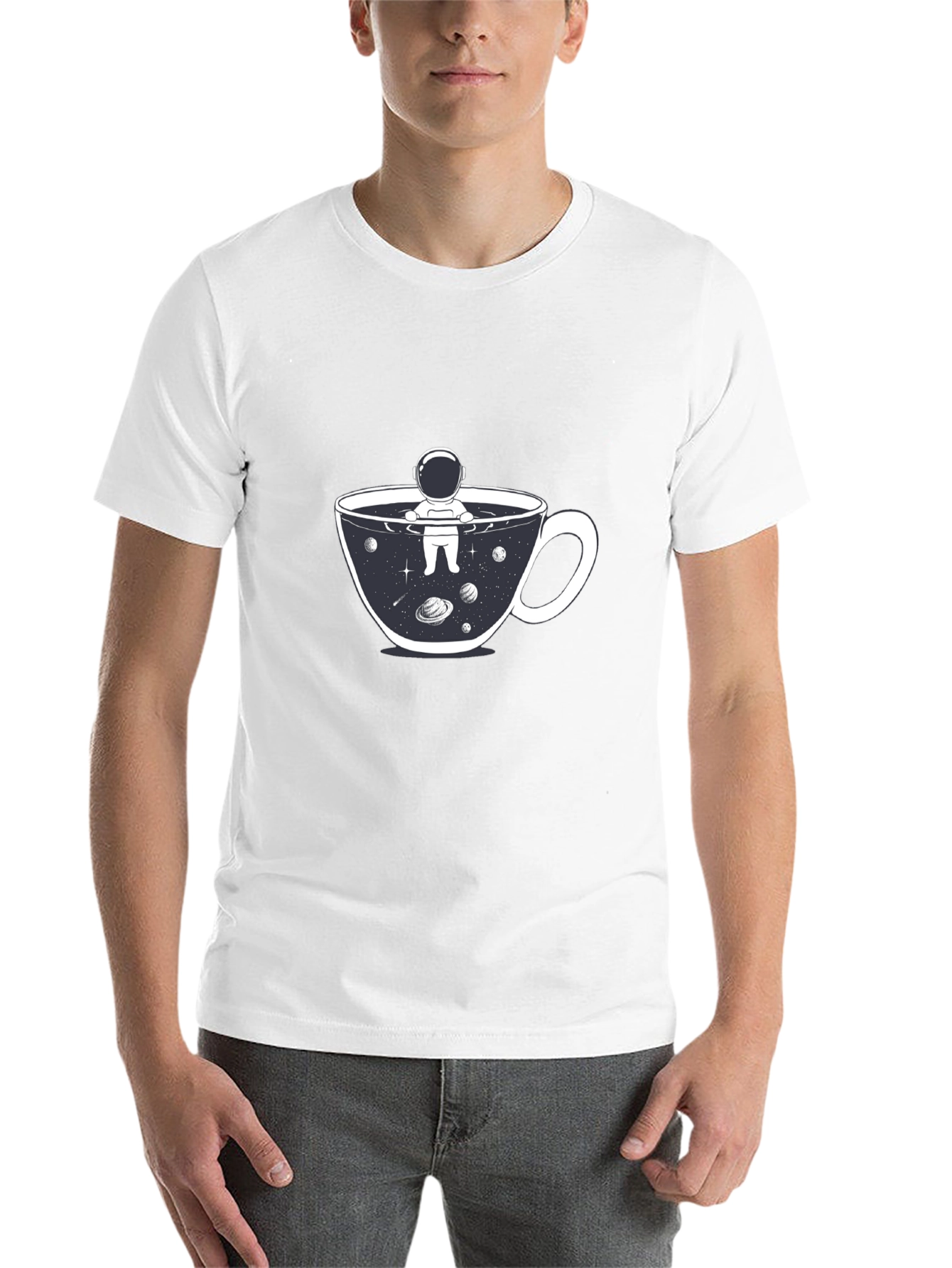Black Astronaut Coffee Cup T-Shirt - Space Lover Tee view 14