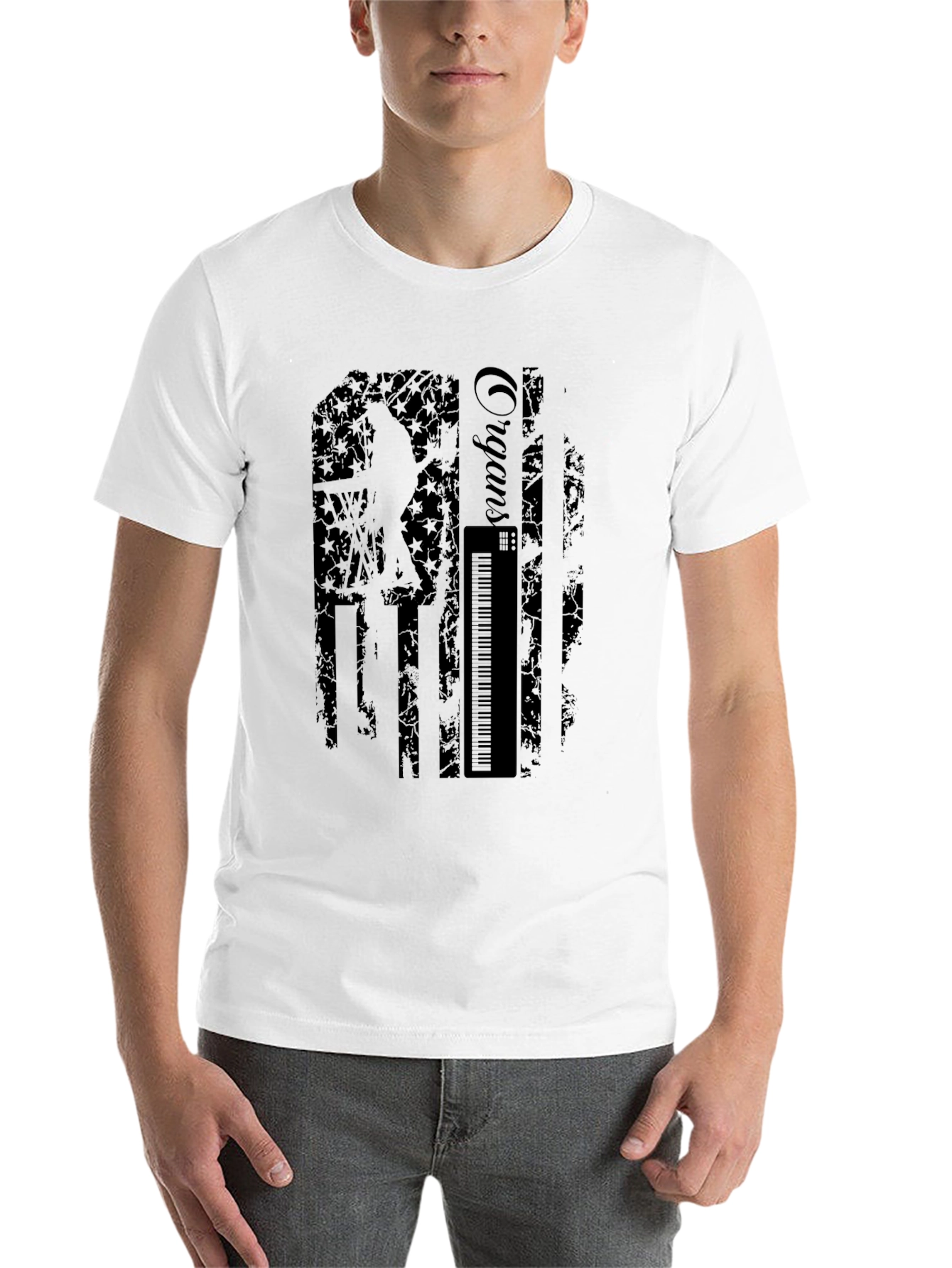 Black Organist American Flag Style Black T-Shirt view 14