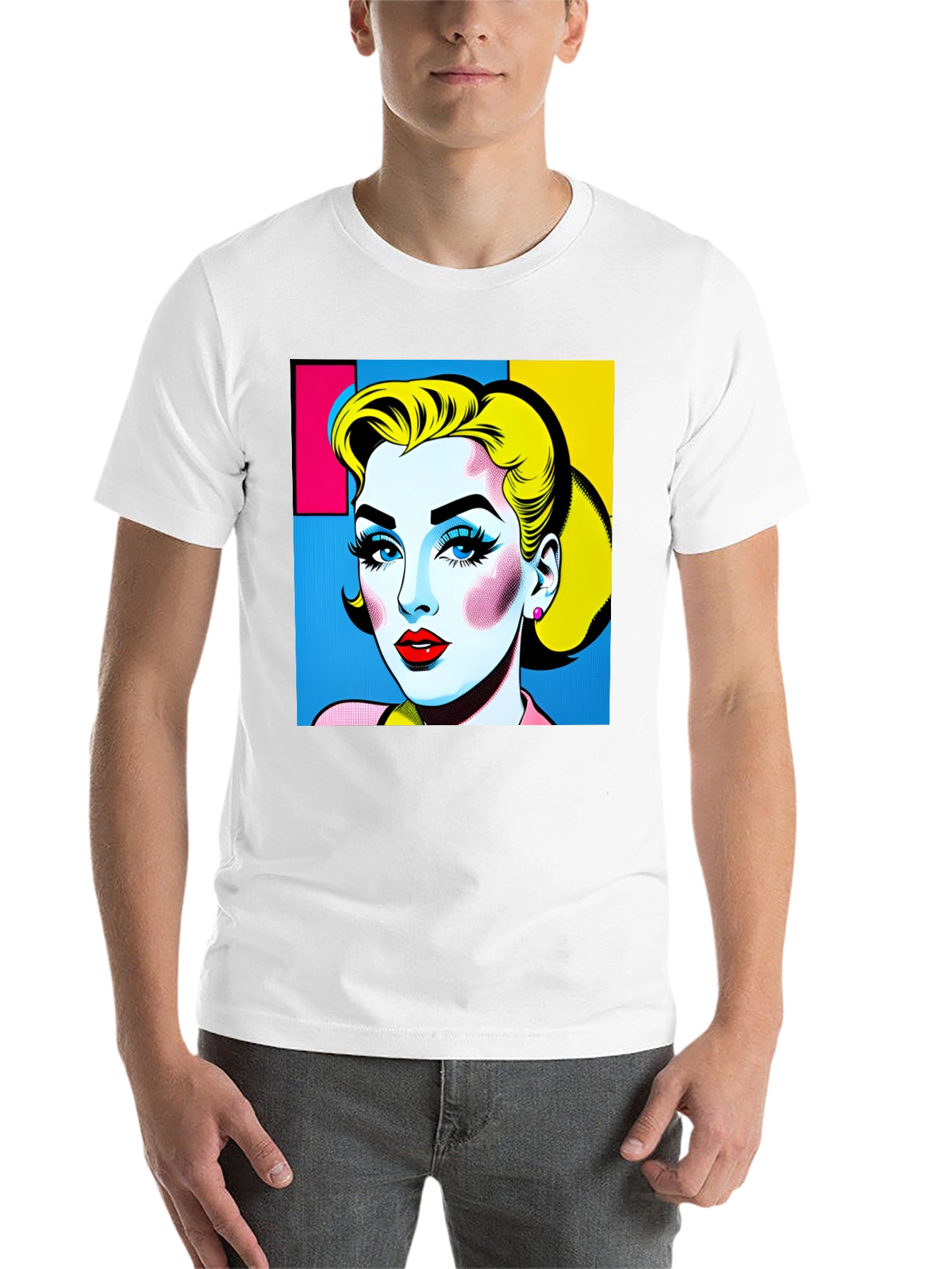 Black Pop Art Woman Graphic Black T-Shirt view 14