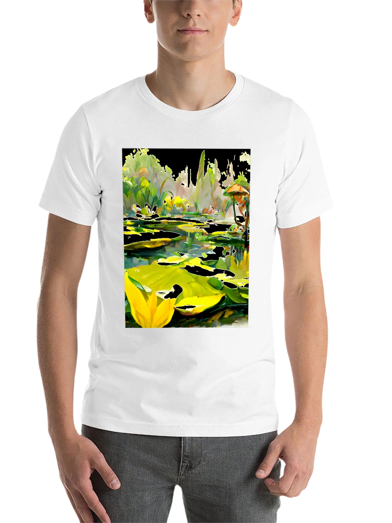 Black Lily Pond T-Shirt - Unique Artistic Design view 14