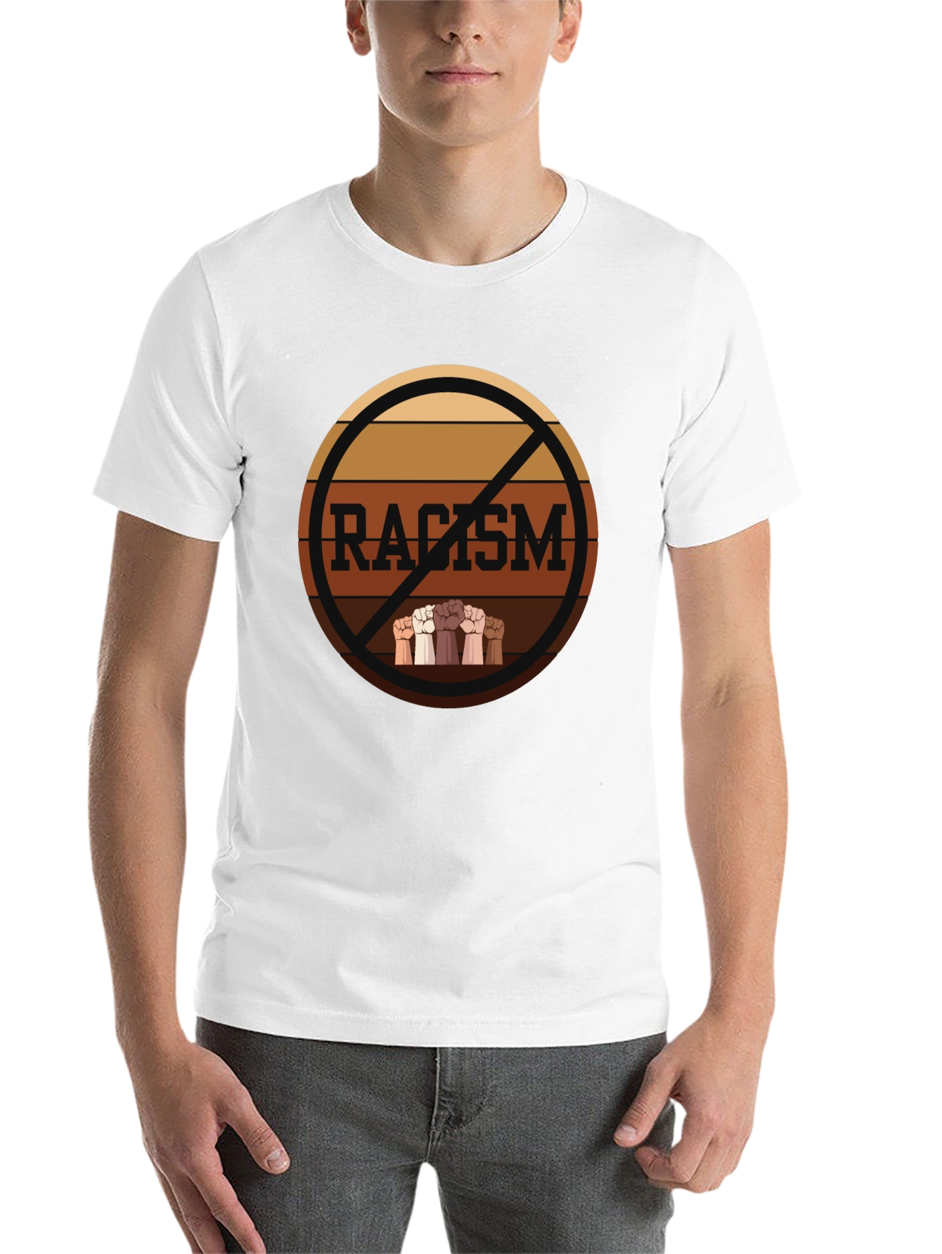 Anti Racism Fist Bump Graphic T-Shirt - 14