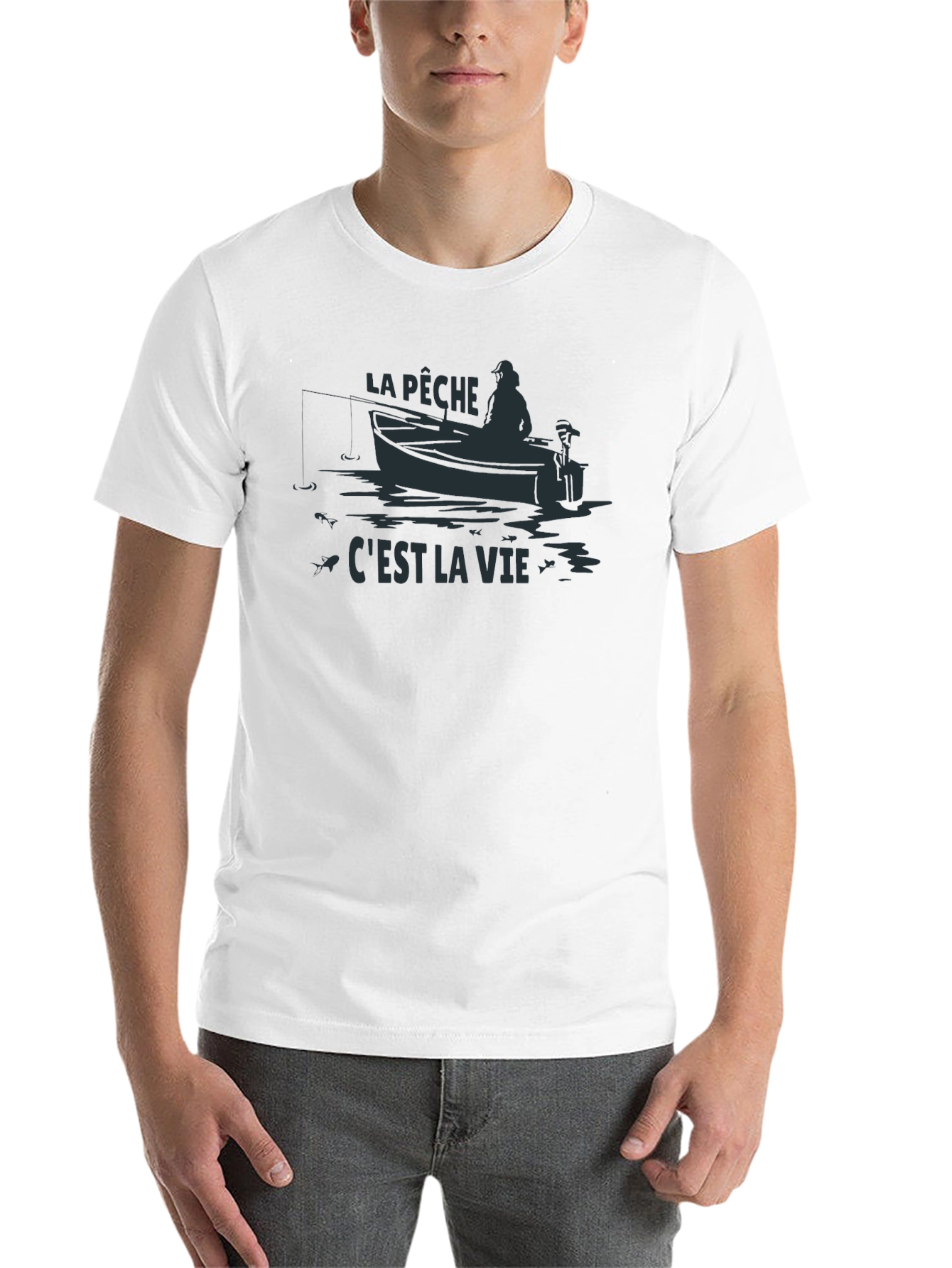Black La Pêche C'est La Vie Fishing T-Shirt view 14