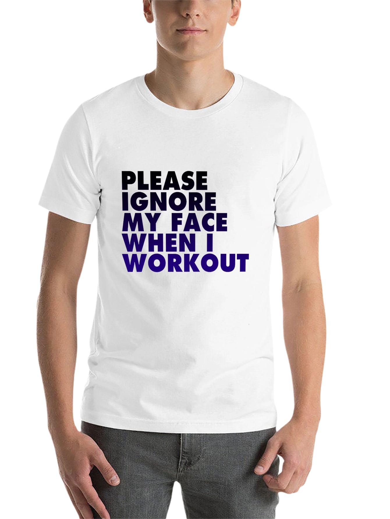 Black Funny Workout T-Shirt - Please Ignore My Face view 14