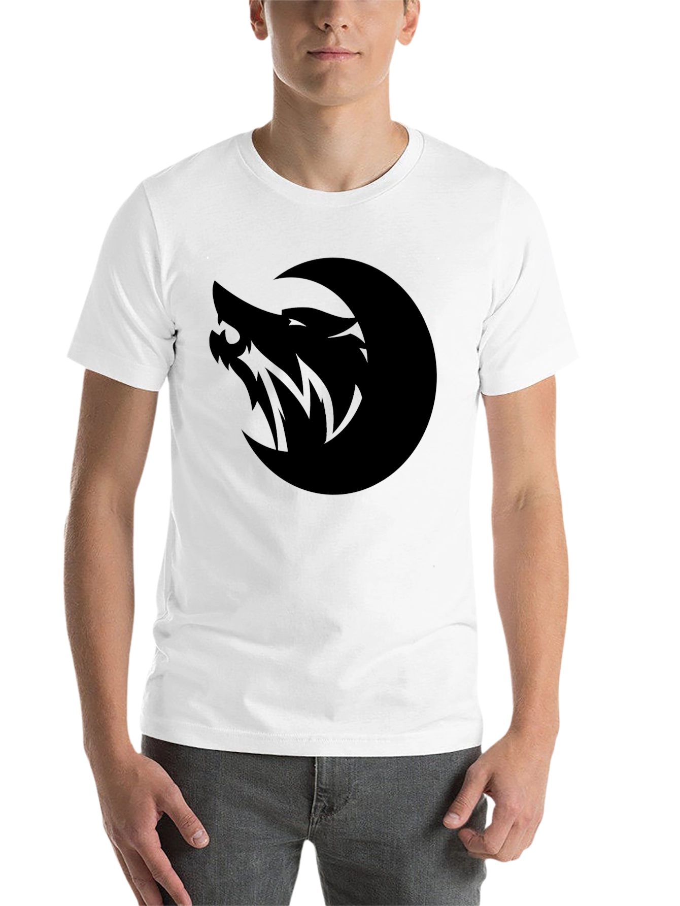 Black Wolf Moon Graphic Tee - Black Cotton T-Shirt view 14
