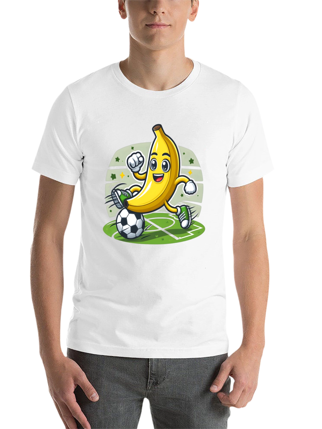 Black Funny Banana Soccer Player T-Shirt view 14