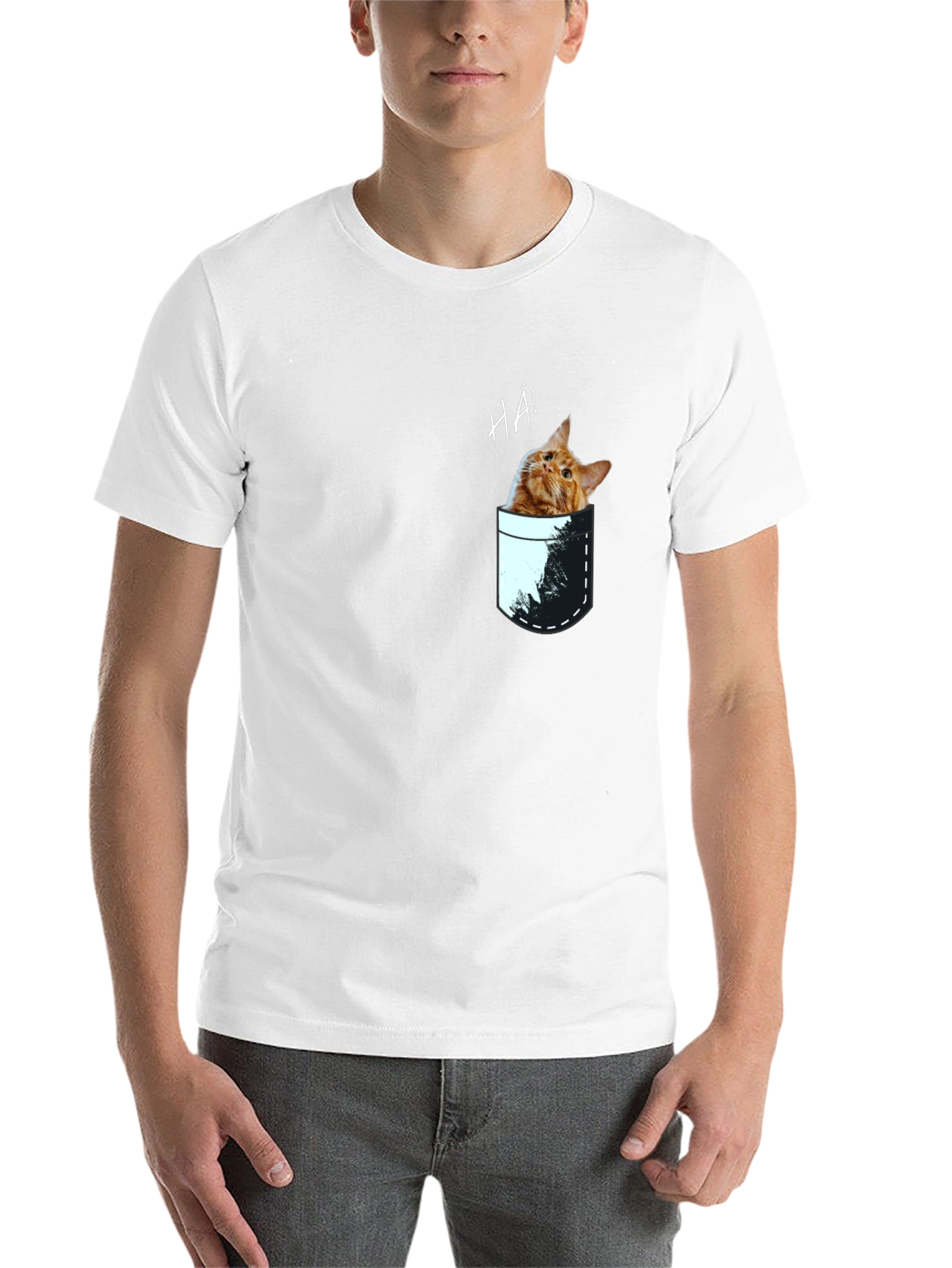 Black Cat Pocket Graphic Tee - Quirky Men's T-Shirt view 14