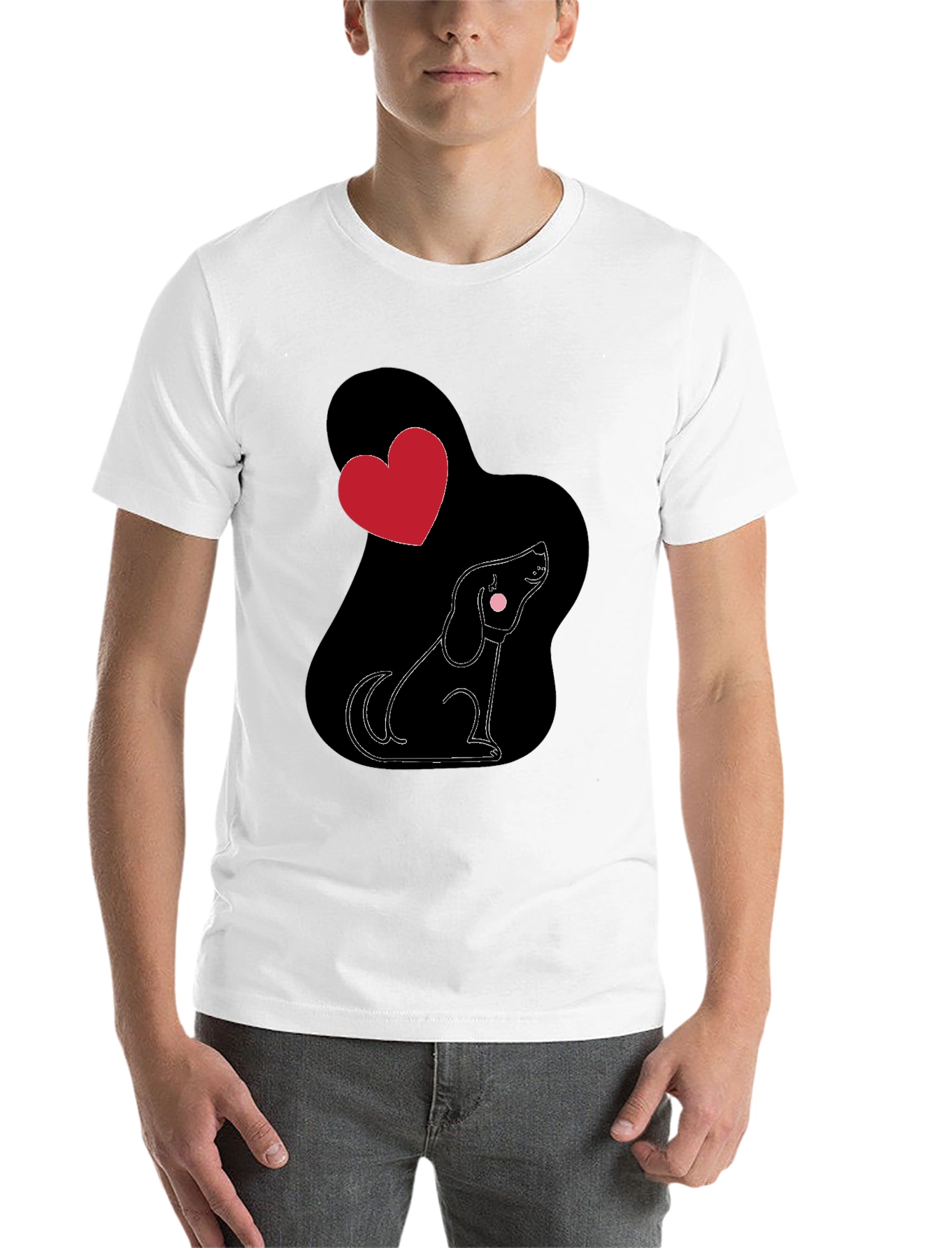 Black Dog Lover T-Shirt, Heart Design view 14