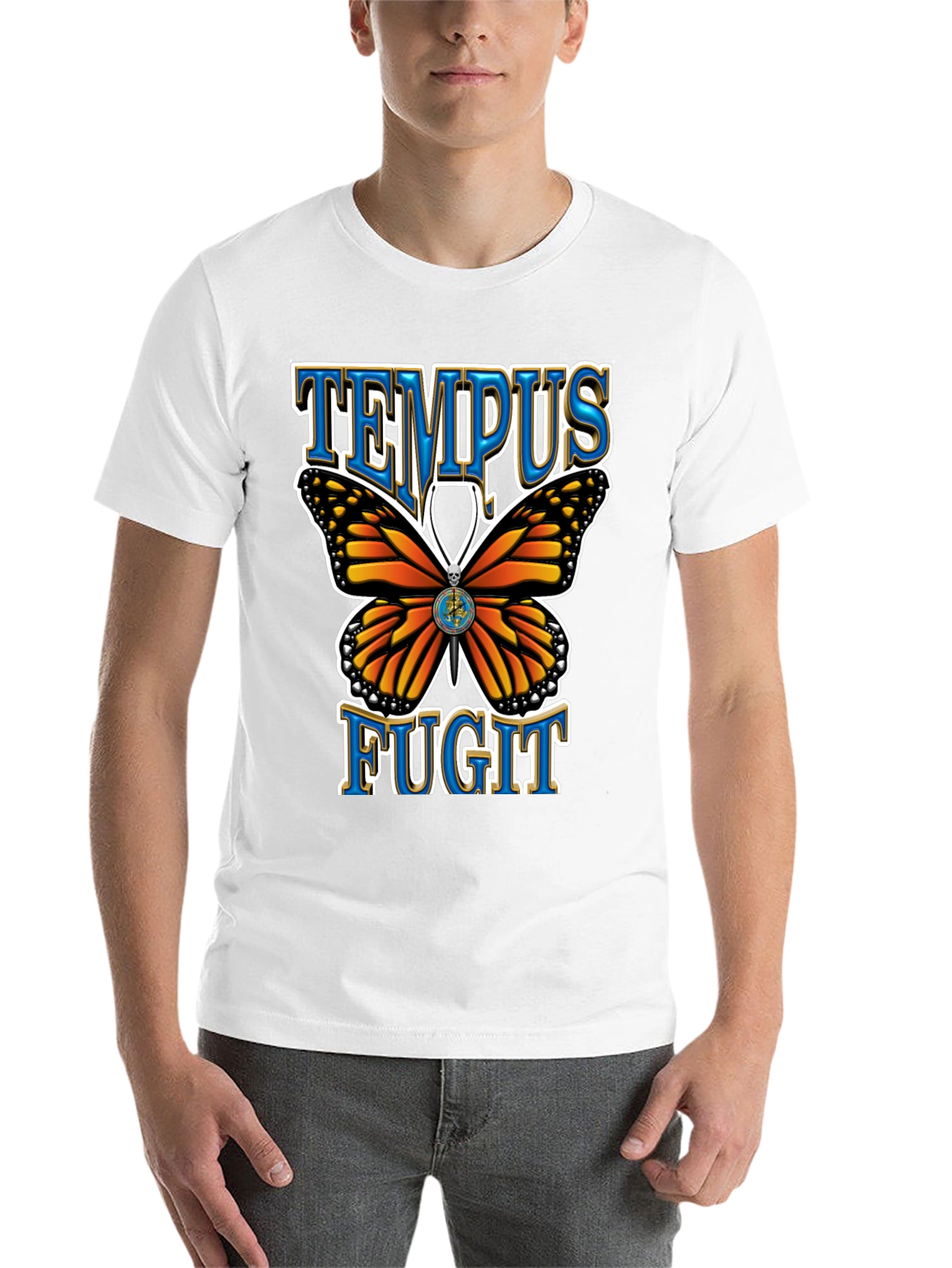 Black Tempus Fugit Butterfly Graphic Tee - Classic Black view 14
