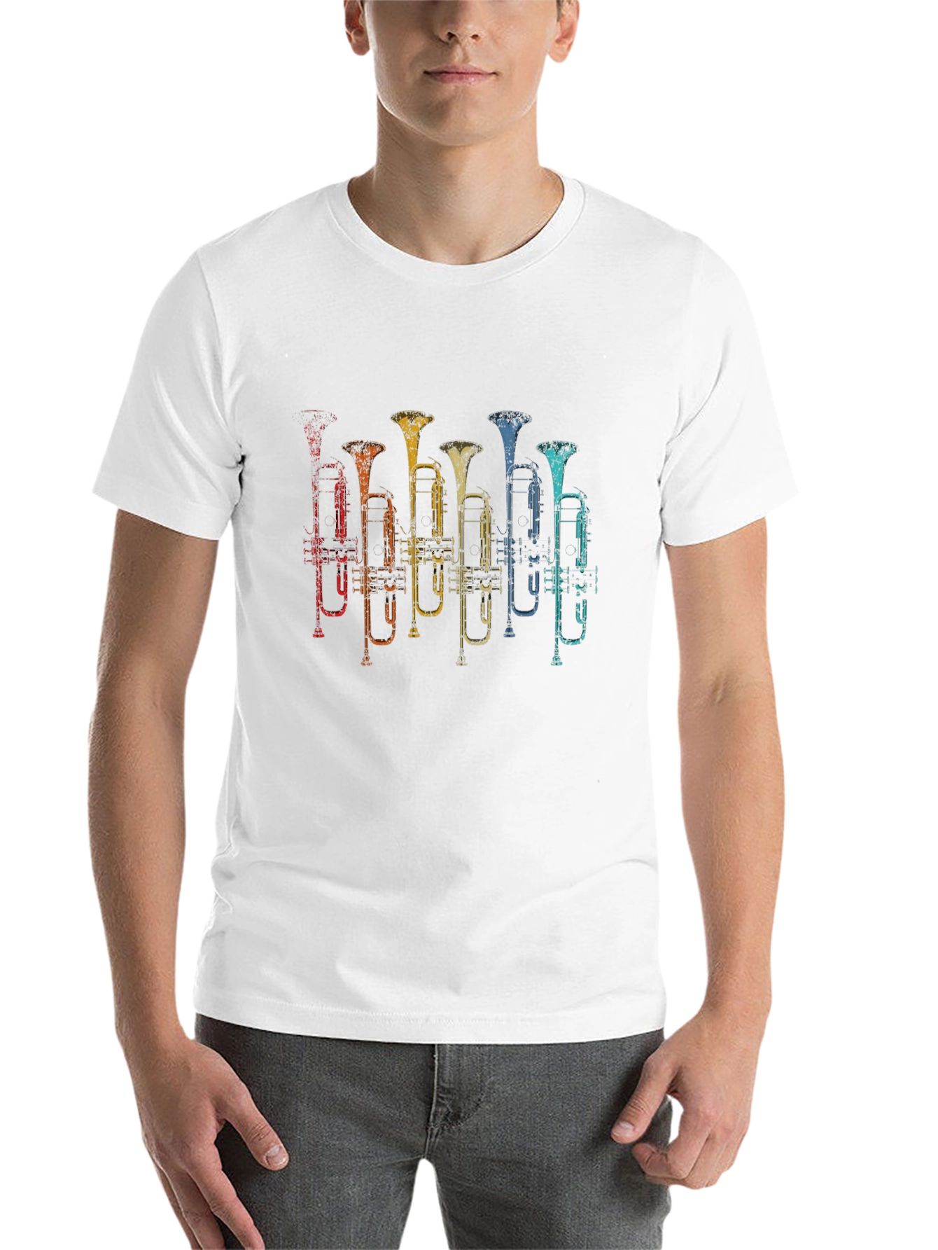 Black Retro Trumpet T-Shirt - Music Lover Tee view 14
