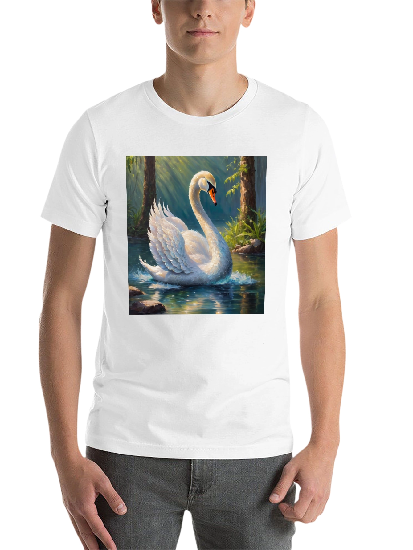 Black Elegant Swan Graphic T-Shirt view 14