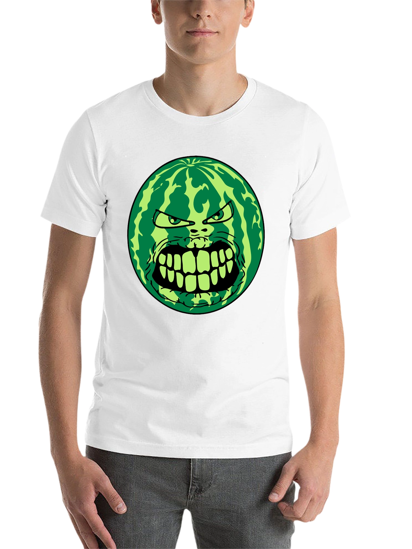 Black Angry Watermelon Graphic Tee - Black Cotton Blend view 14