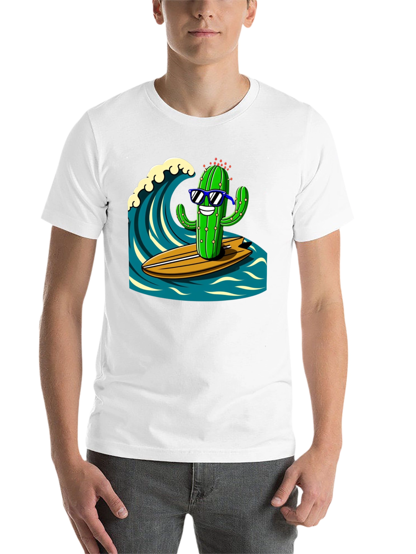 Black Surfing Cactus Graphic Tee - Mens Black T-Shirt view 14