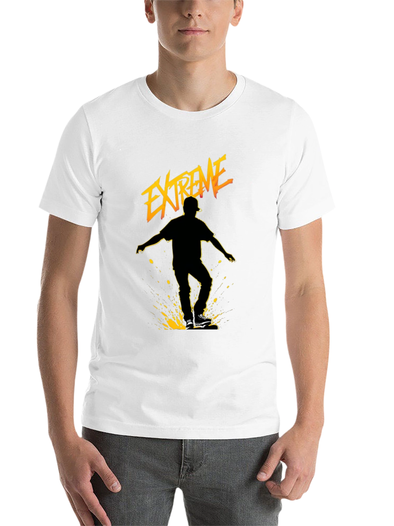 Black Extreme Skater Graphic Tee - Black Cotton Blend view 14