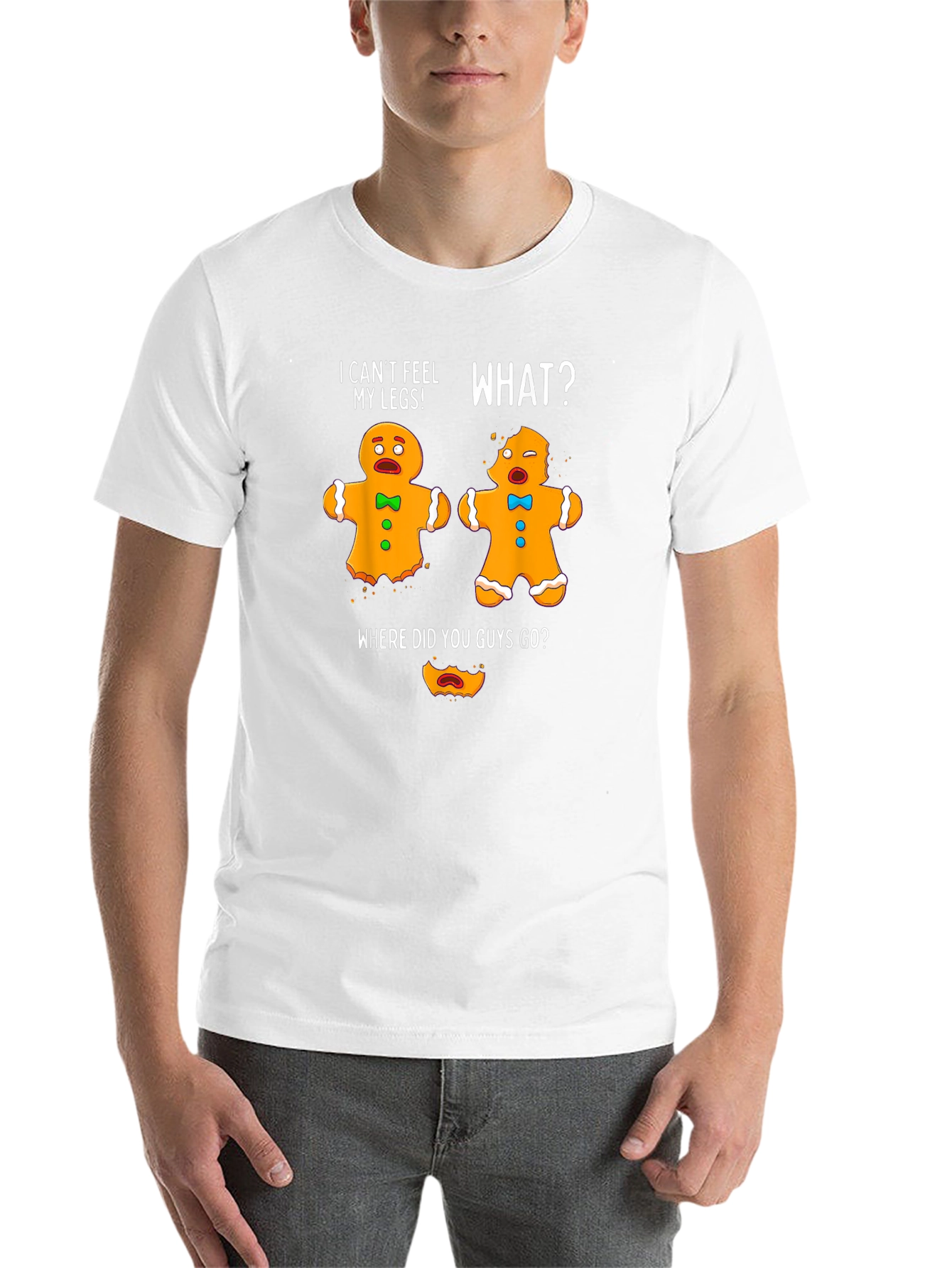 Black Funny Gingerbread Men T-Shirt - I Can't Feel My Legs! view 14