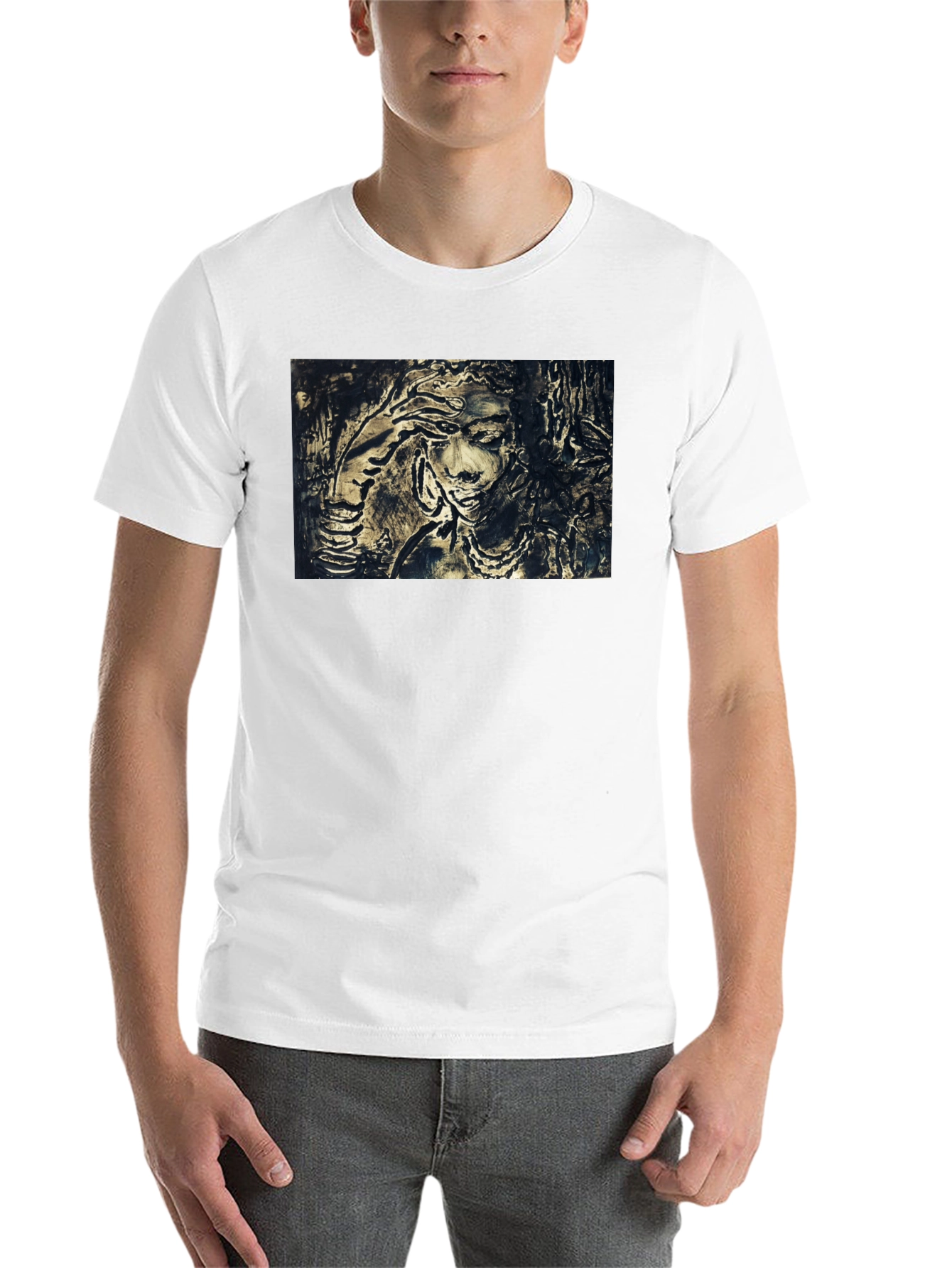 Black Artistic Woman Graphic Black T-Shirt view 14