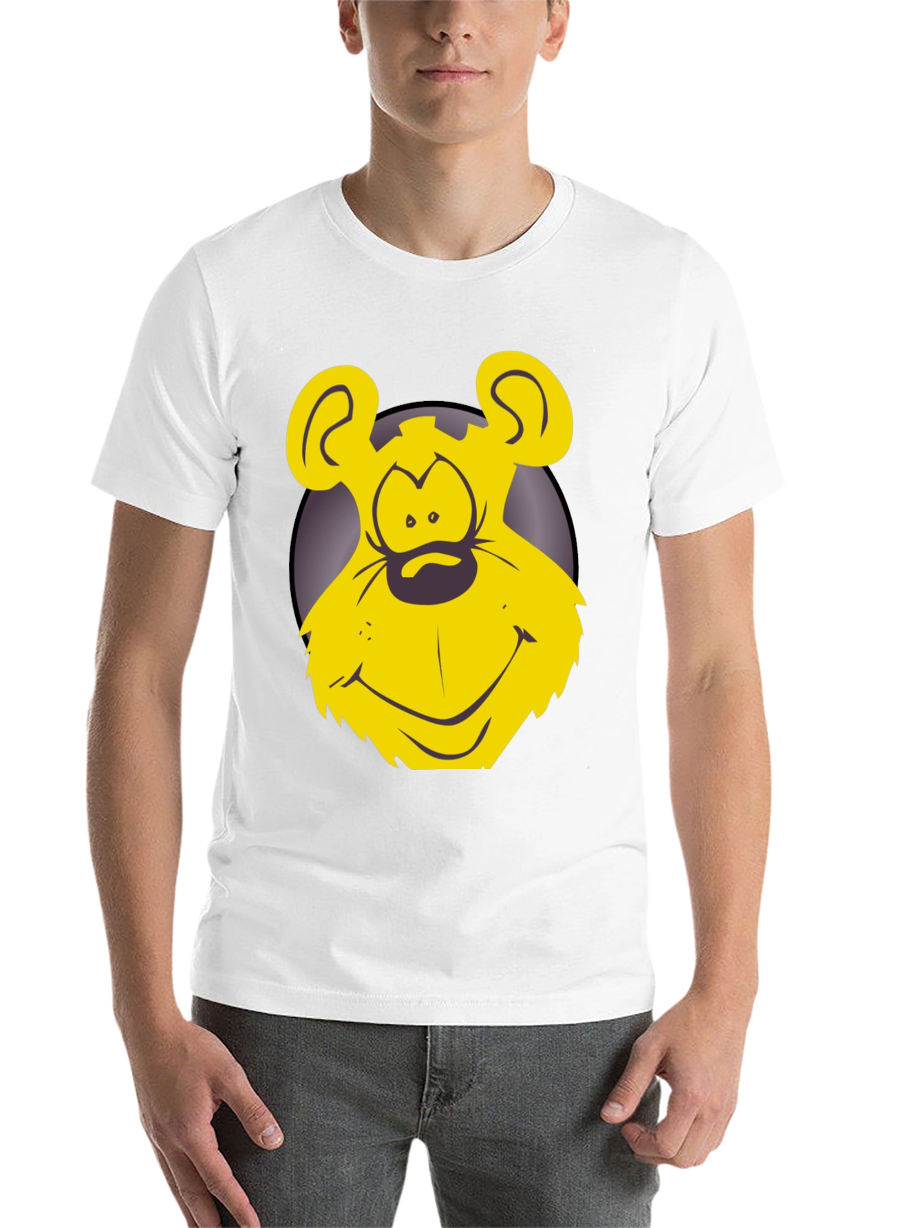 Black Funny Yellow Cartoon Bear Graphic T-Shirt view 14