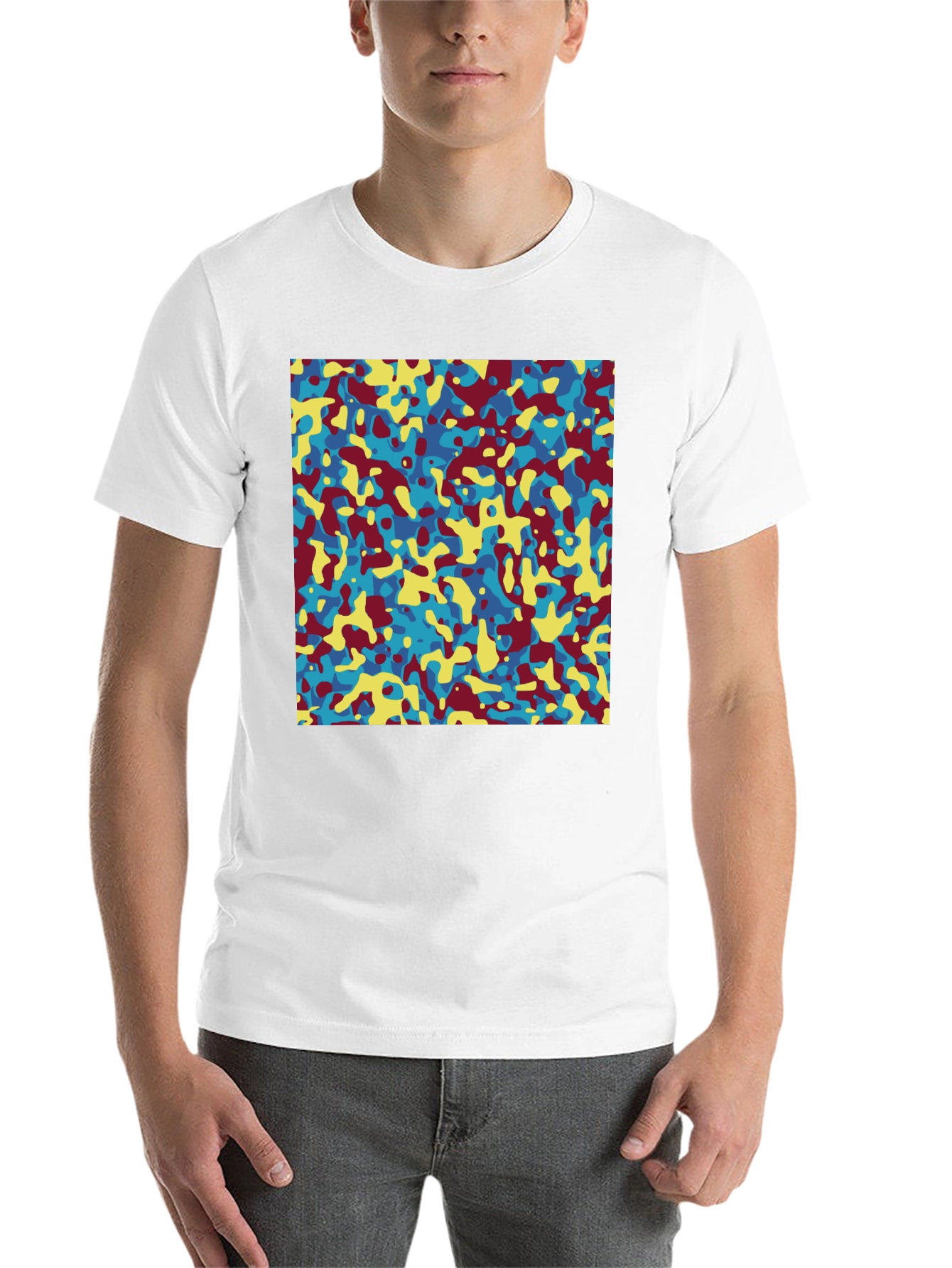 Black Abstract Camo Print Crew Neck T-Shirt view 14