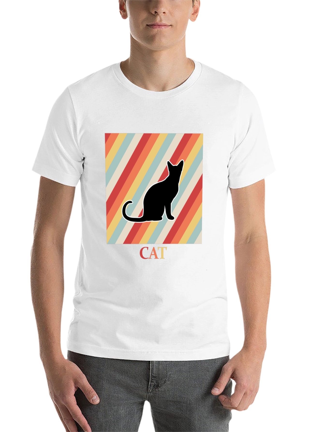 Black Retro Cat Graphic T-Shirt - Black view 14