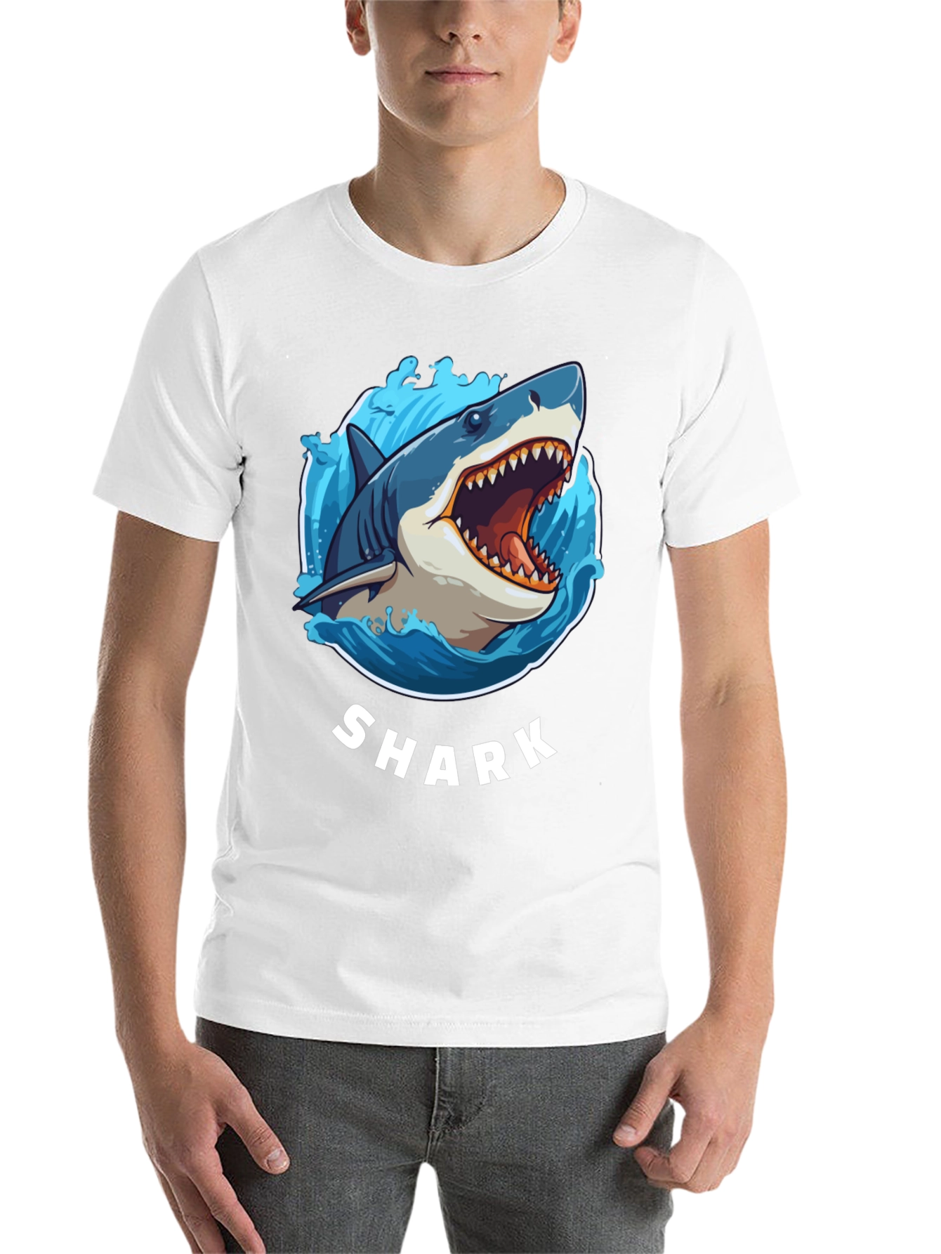 Black Shark Graphic Print Black T-Shirt view 14