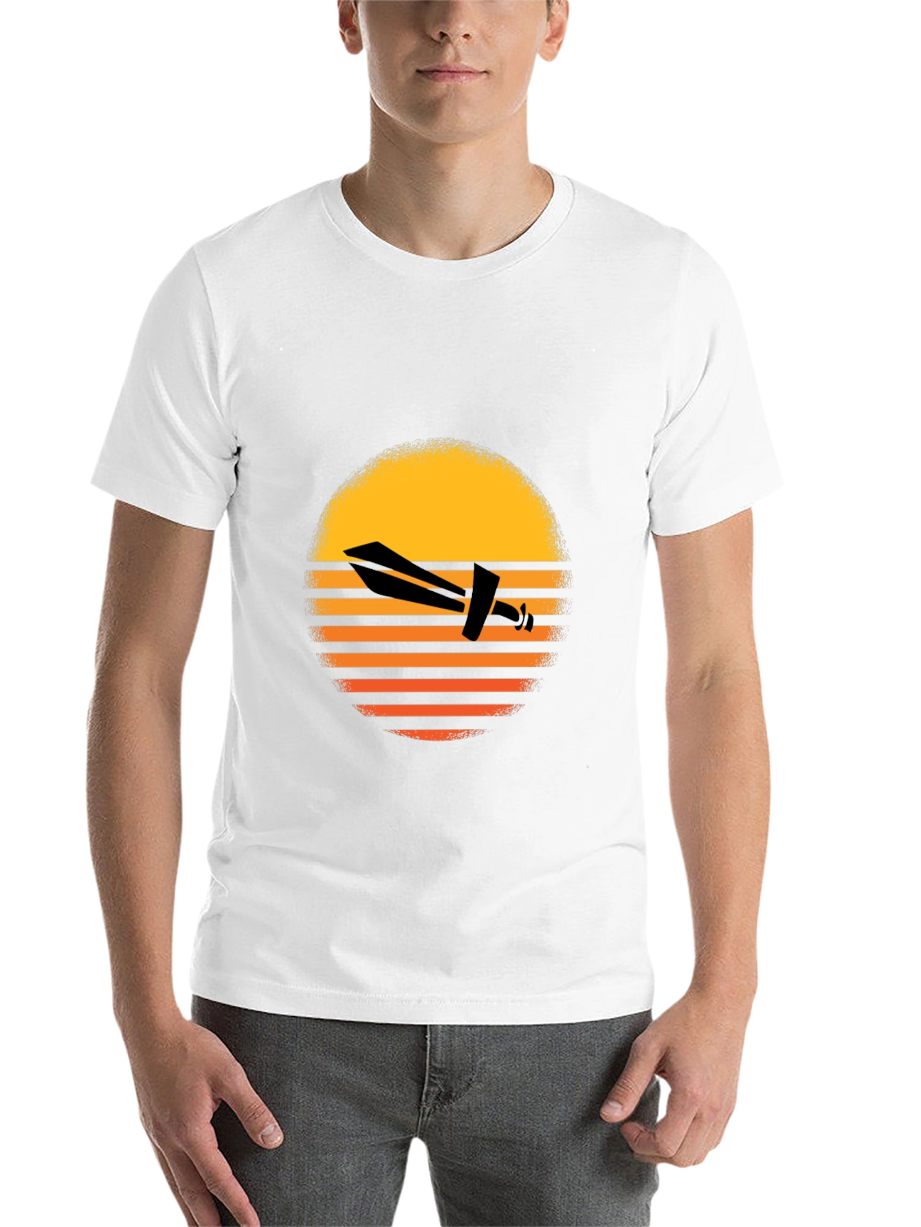 Retro Airplane Sunset Graphic Tee - Black - 14